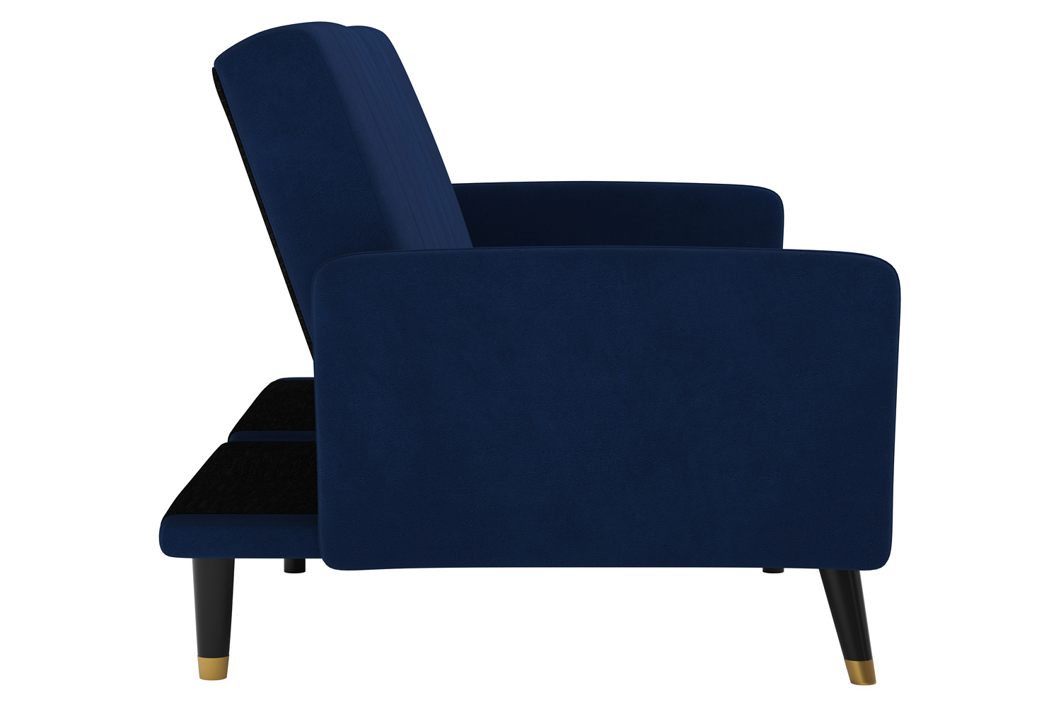 BLNK Sophia Velvet Premium Split Back Sofa Futon with Solid Wooden Legs - Navy