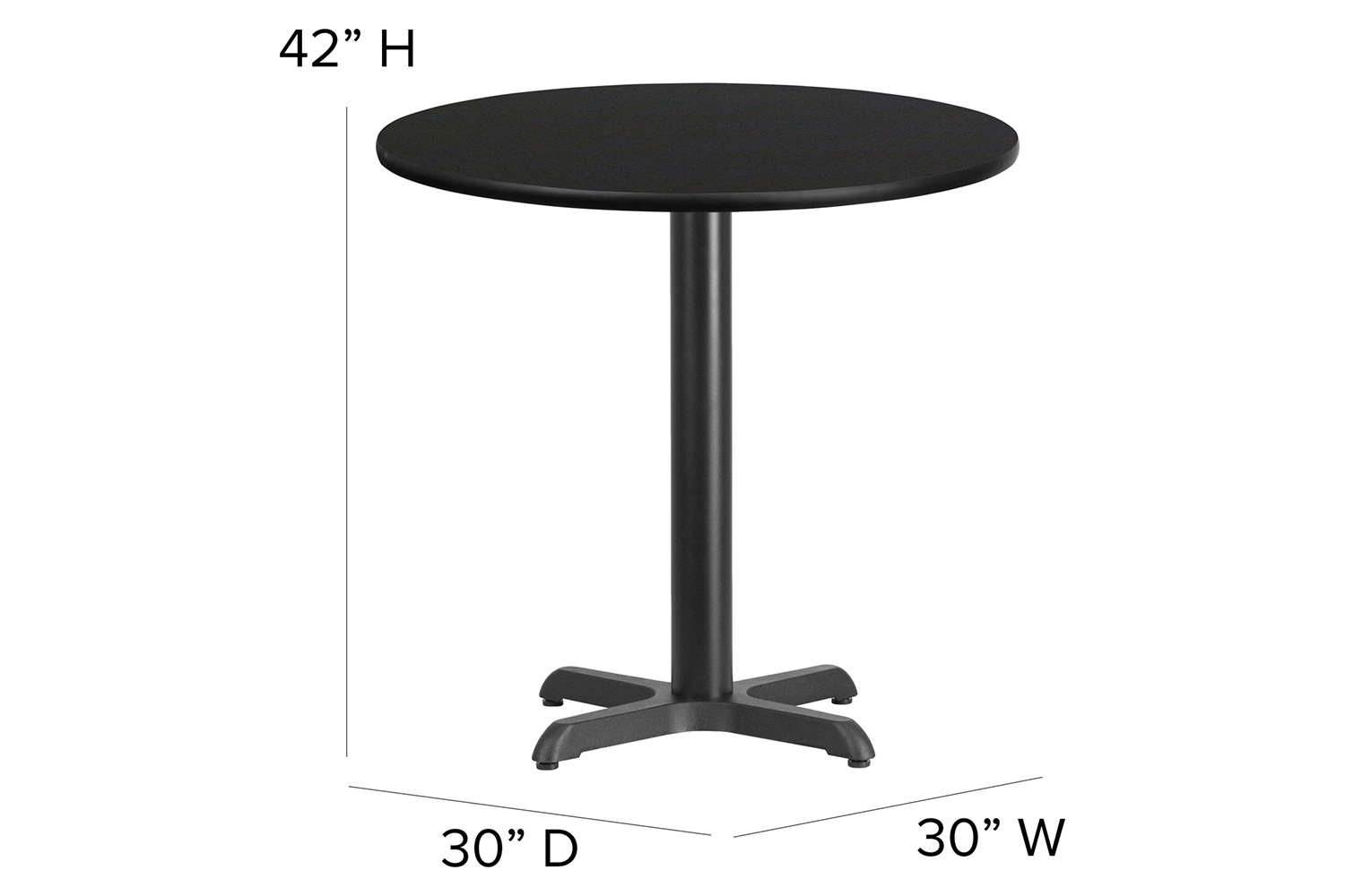 BLNK Carlton Round Laminate Table Set with X-Base and 4 Ladder Back Metal Bar Stools with Black Vinyl Seat - Black