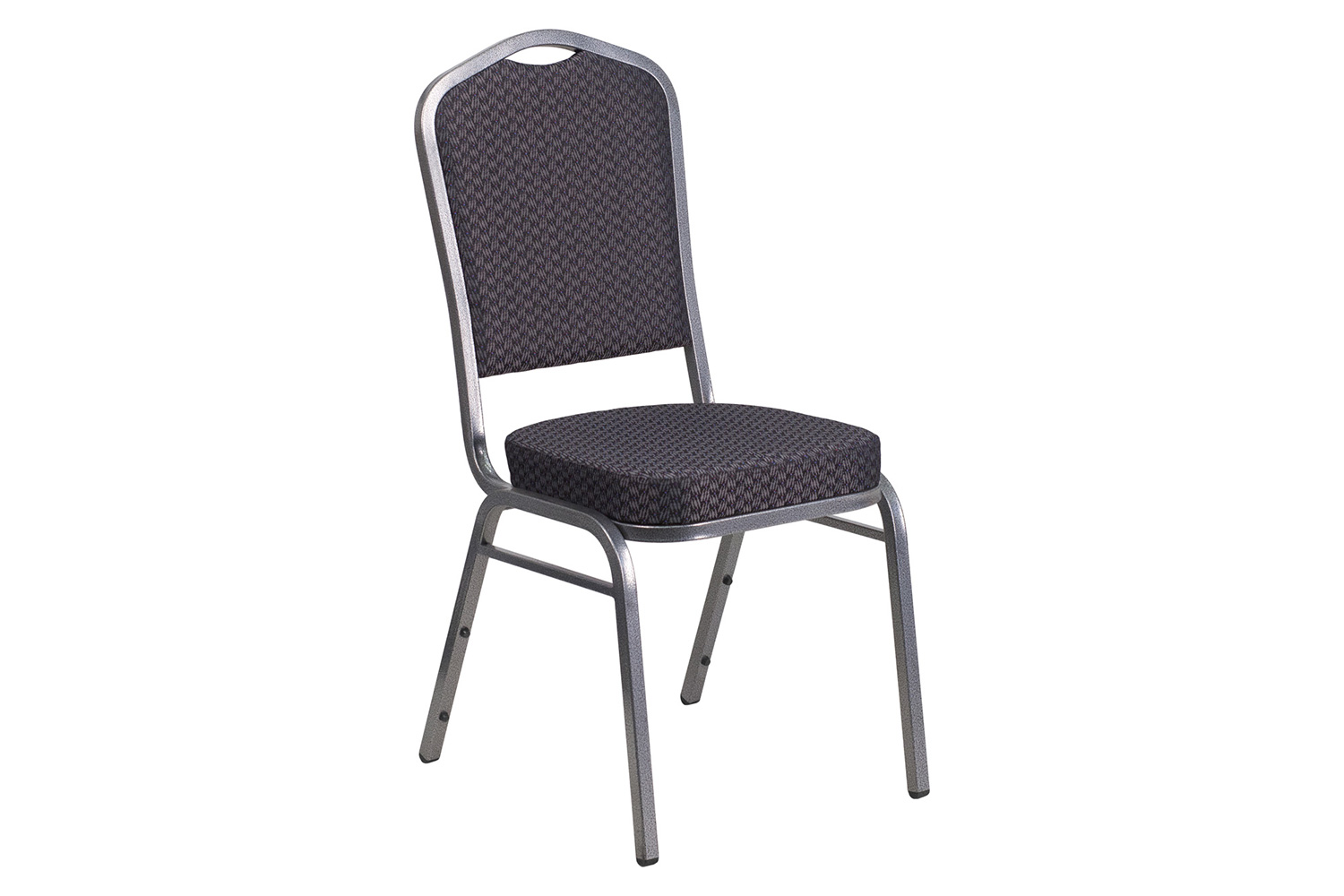 BLNK HERCULES Series Fabric Crown Back Stacking Banquet Chair with Silver Vein Frame - Black Patterned