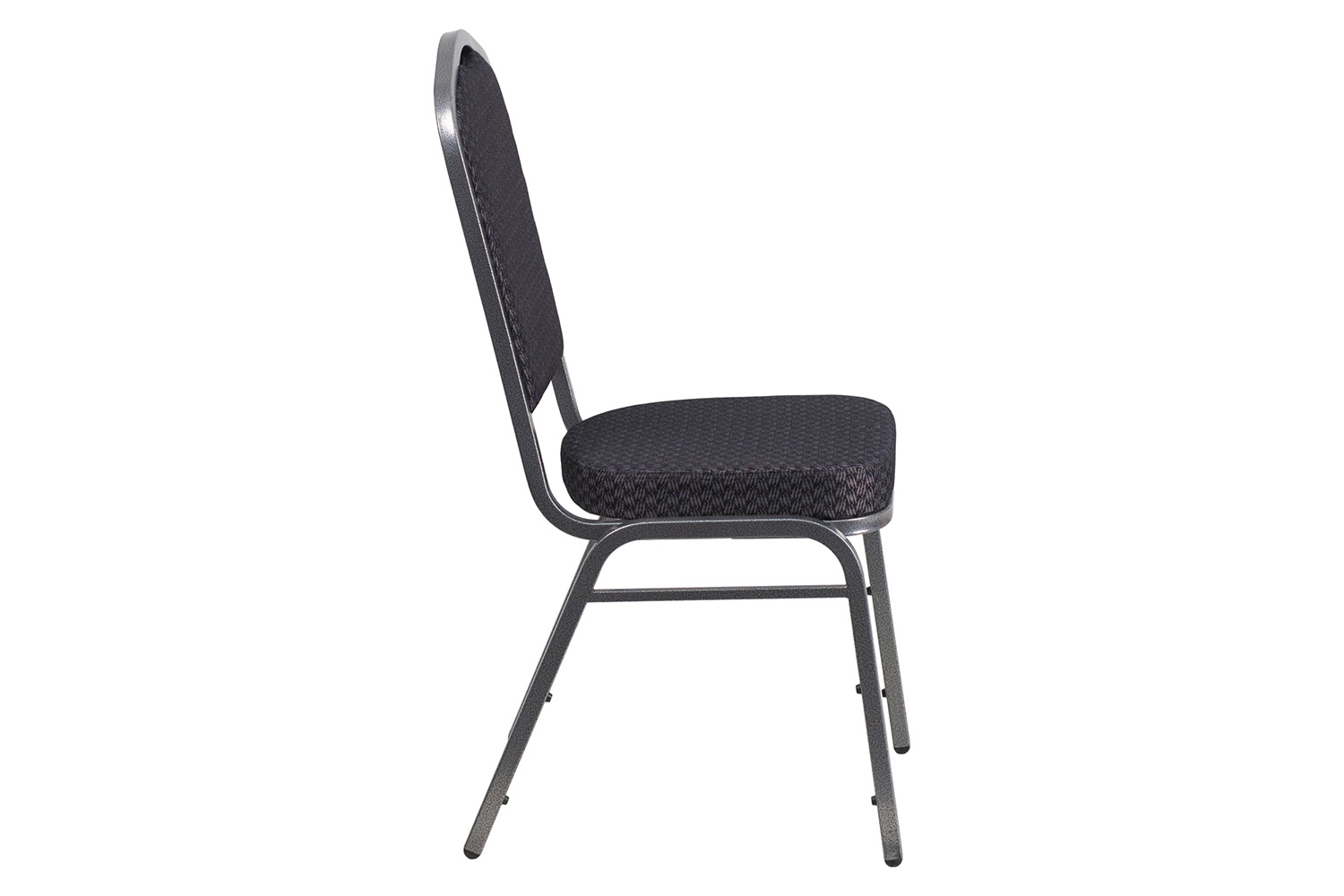 BLNK HERCULES Series Fabric Crown Back Stacking Banquet Chair with Silver Vein Frame - Black Patterned