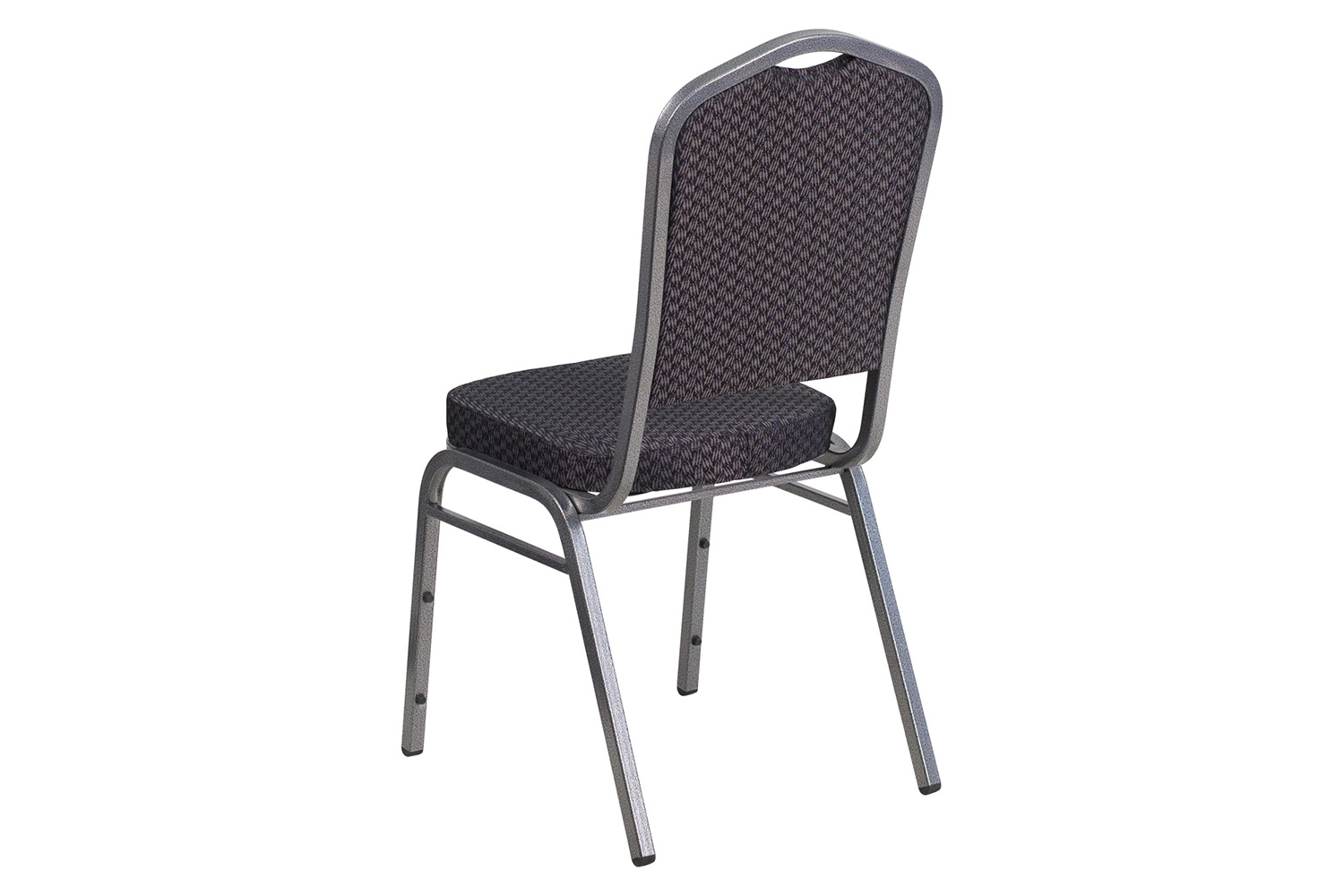 BLNK HERCULES Series Fabric Crown Back Stacking Banquet Chair with Silver Vein Frame - Black Patterned