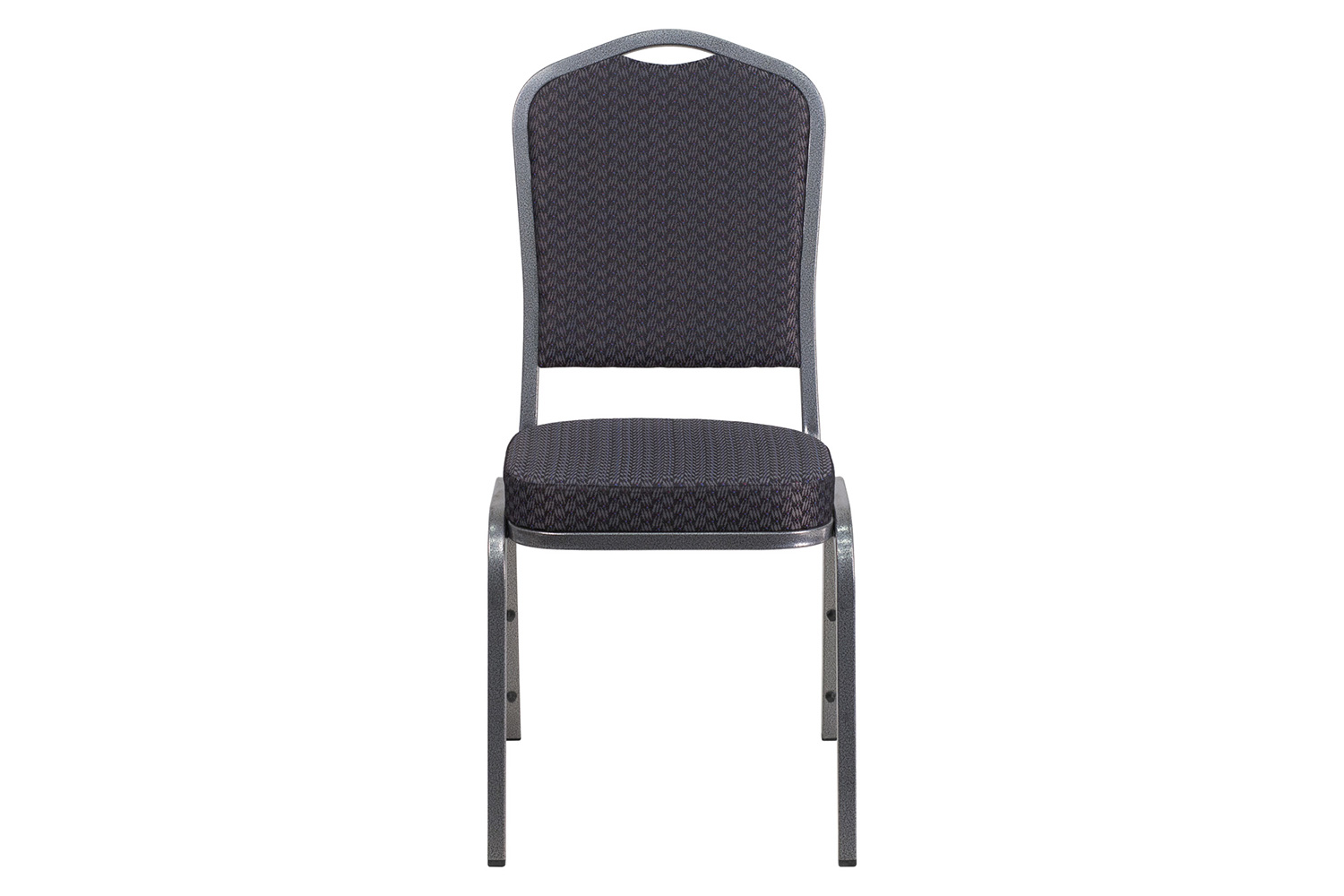 BLNK HERCULES Series Fabric Crown Back Stacking Banquet Chair with Silver Vein Frame - Black Patterned