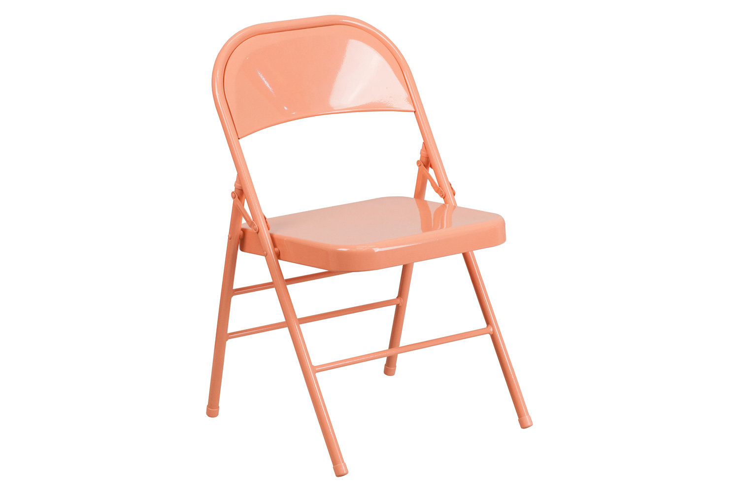 BLNK HERCULES COLORBURST Series Metal Triple Braced and Double Hinged Folding Chair - Sedona Coral