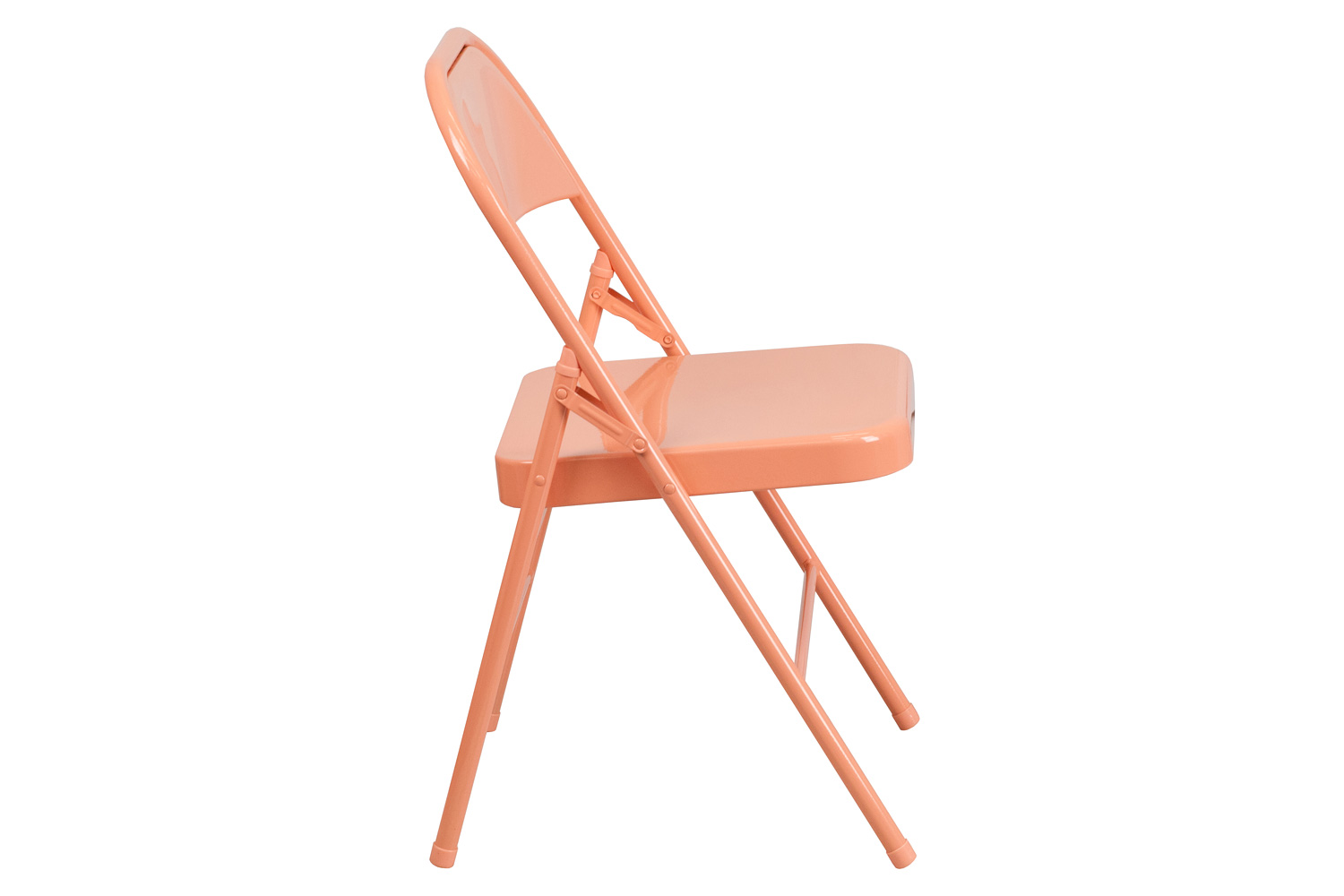 BLNK HERCULES COLORBURST Series Metal Triple Braced and Double Hinged Folding Chair - Sedona Coral