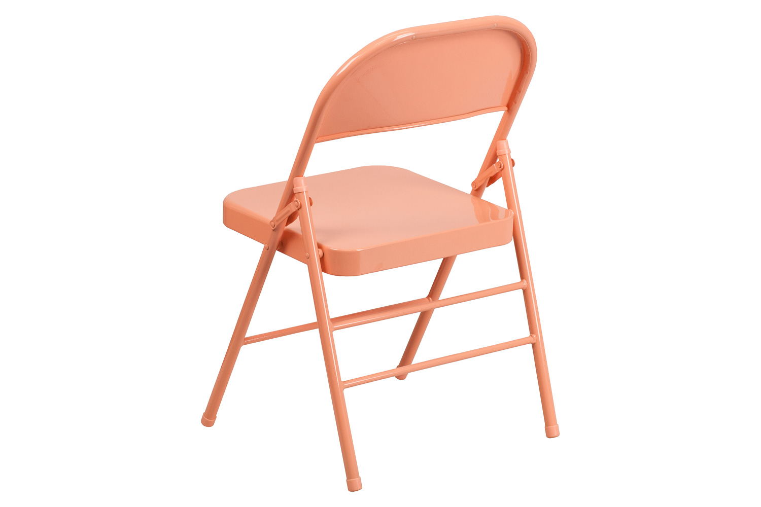 BLNK HERCULES COLORBURST Series Metal Triple Braced and Double Hinged Folding Chair - Sedona Coral