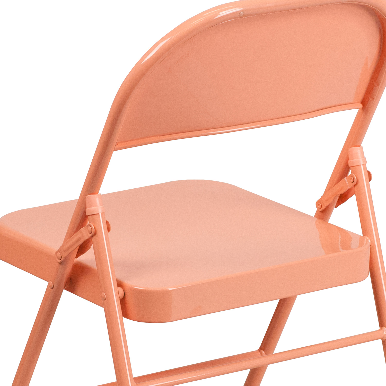 BLNK HERCULES COLORBURST Series Metal Triple Braced and Double Hinged Folding Chair - Sedona Coral