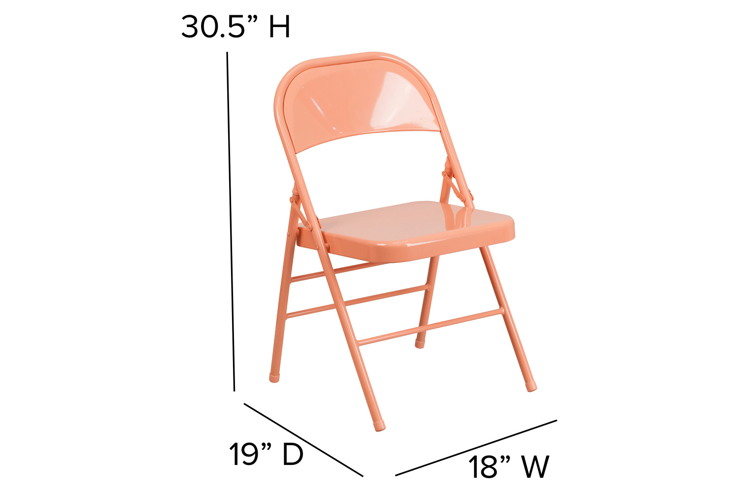 BLNK HERCULES COLORBURST Series Metal Triple Braced and Double Hinged Folding Chair - Sedona Coral