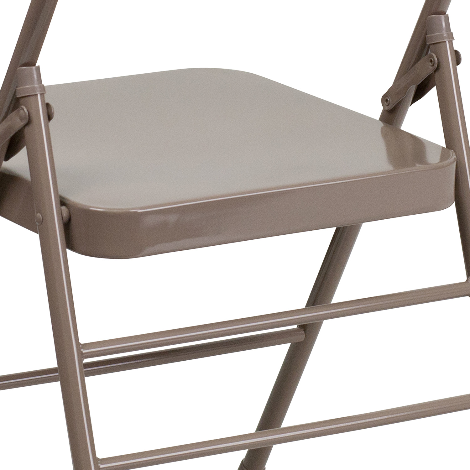 BLNK HERCULES Series Triple Braced and Double Hinged Metal Folding Chair - Beige