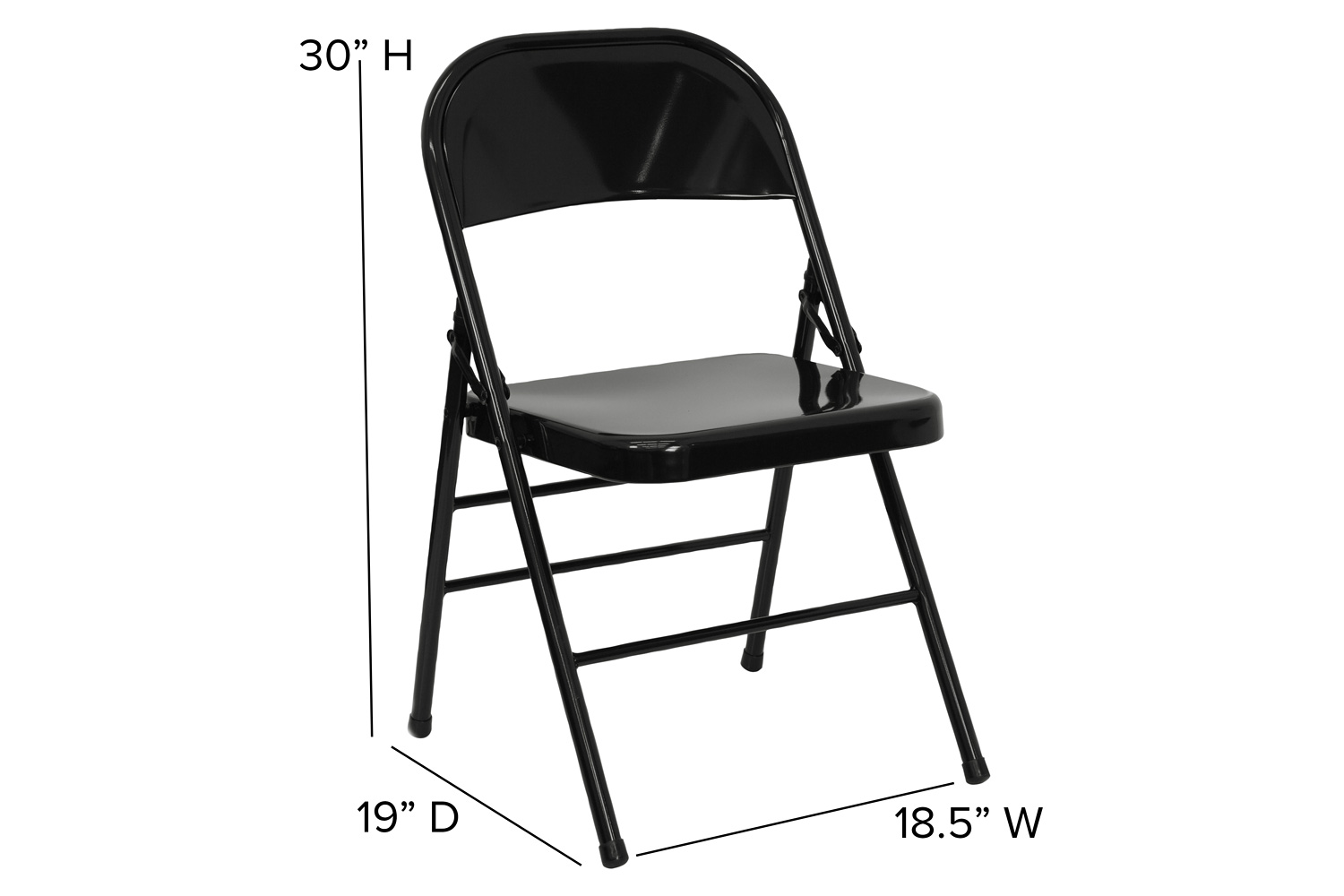 BLNK HERCULES Series Triple Braced and Double Hinged Metal Folding Chair - Black