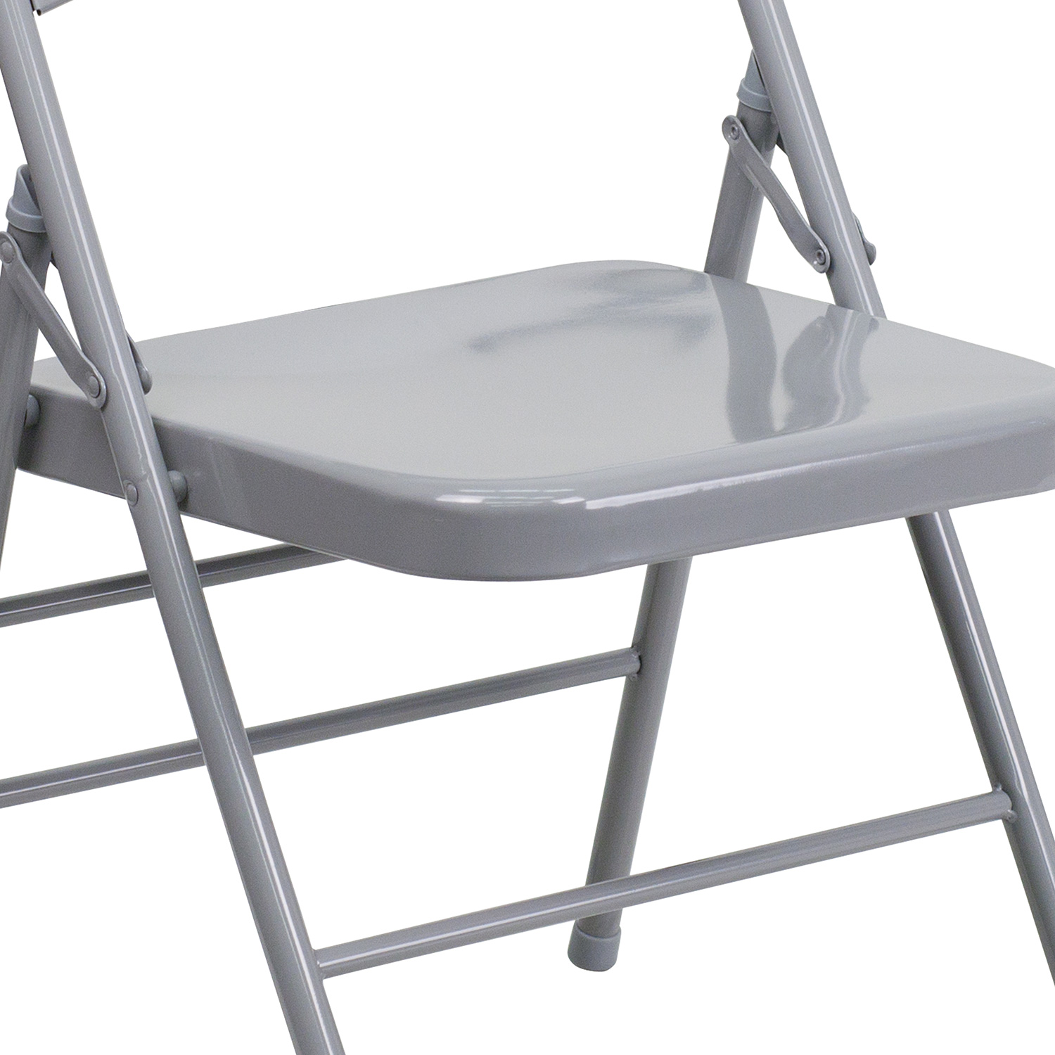 BLNK HERCULES Series Triple Braced and Double Hinged Metal Folding Chair - Gray
