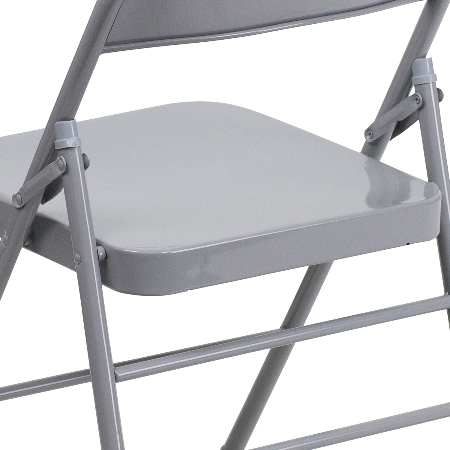 BLNK HERCULES Series Triple Braced and Double Hinged Metal Folding Chair - Gray