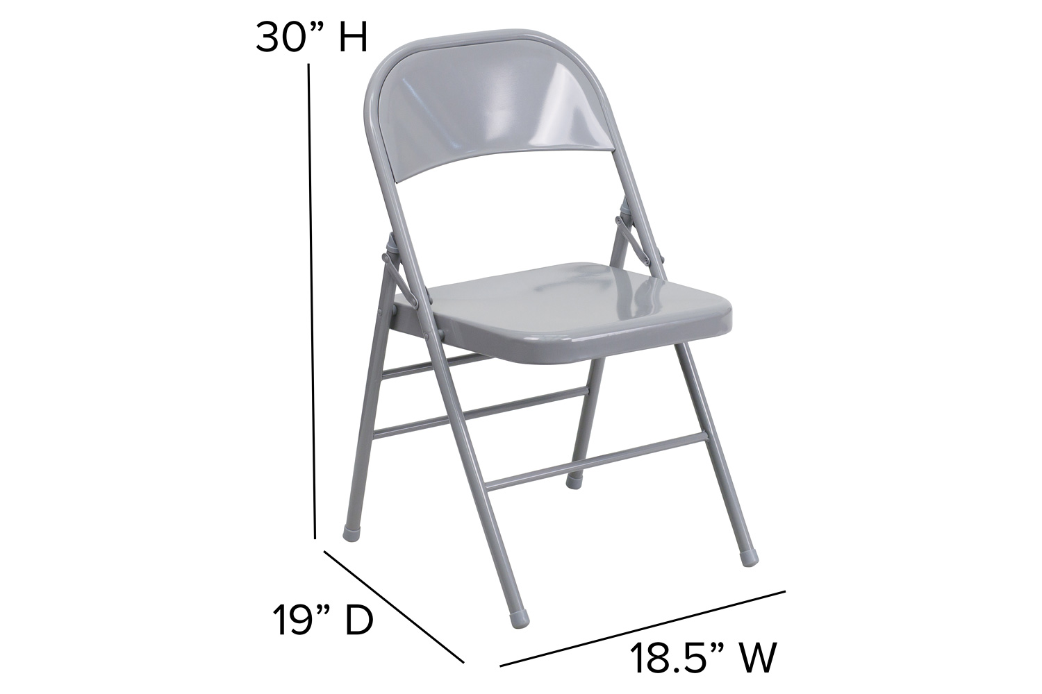 BLNK HERCULES Series Triple Braced and Double Hinged Metal Folding Chair - Gray