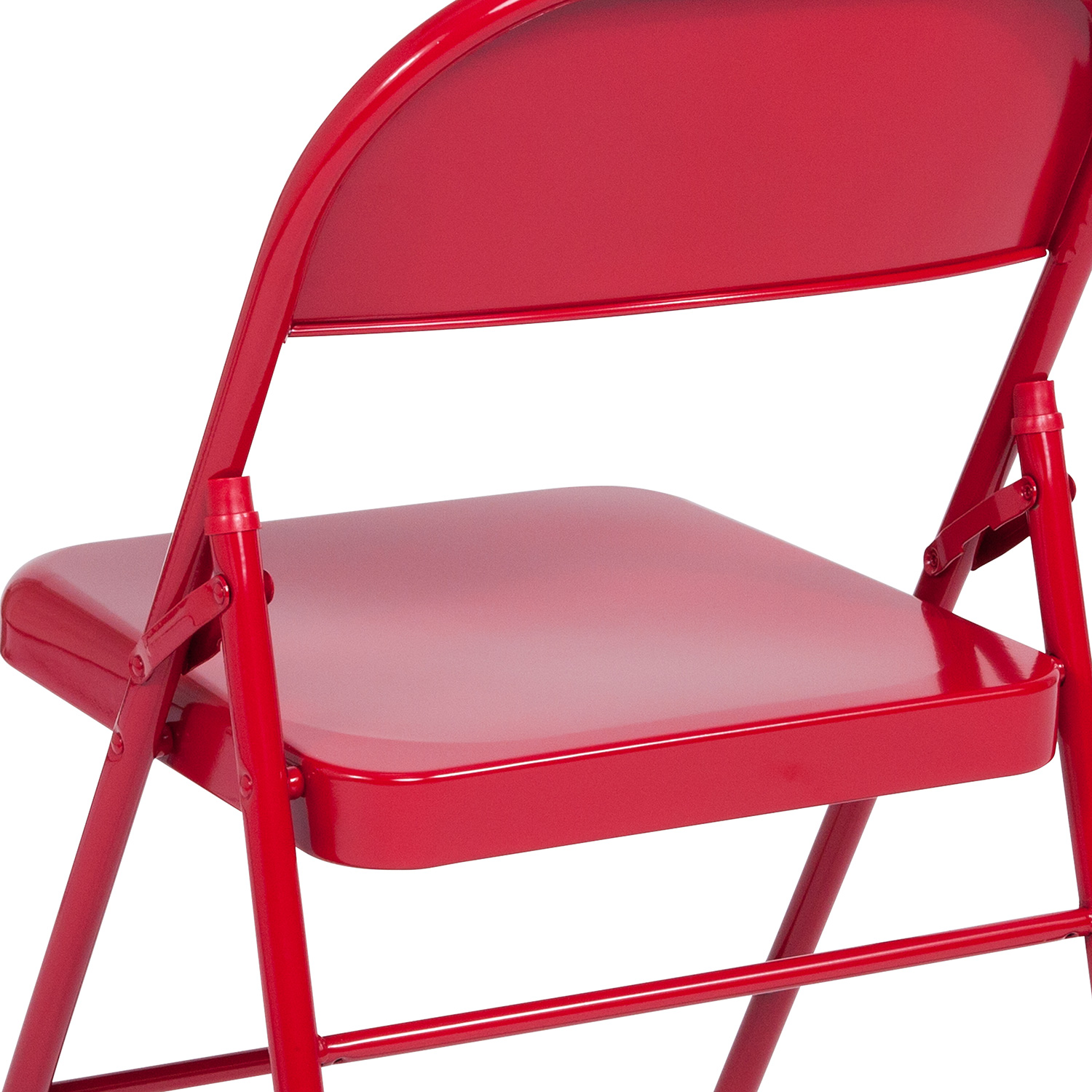 BLNK HERCULES Series Triple Braced and Double Hinged Metal Folding Chair - Red
