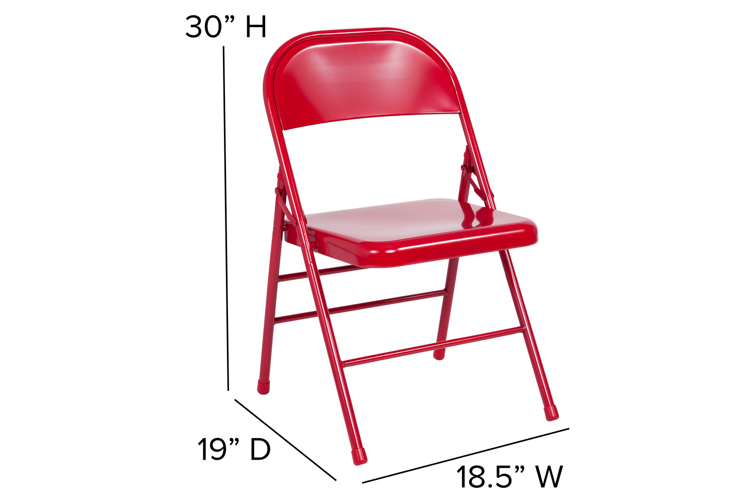 BLNK HERCULES Series Triple Braced and Double Hinged Metal Folding Chair - Red