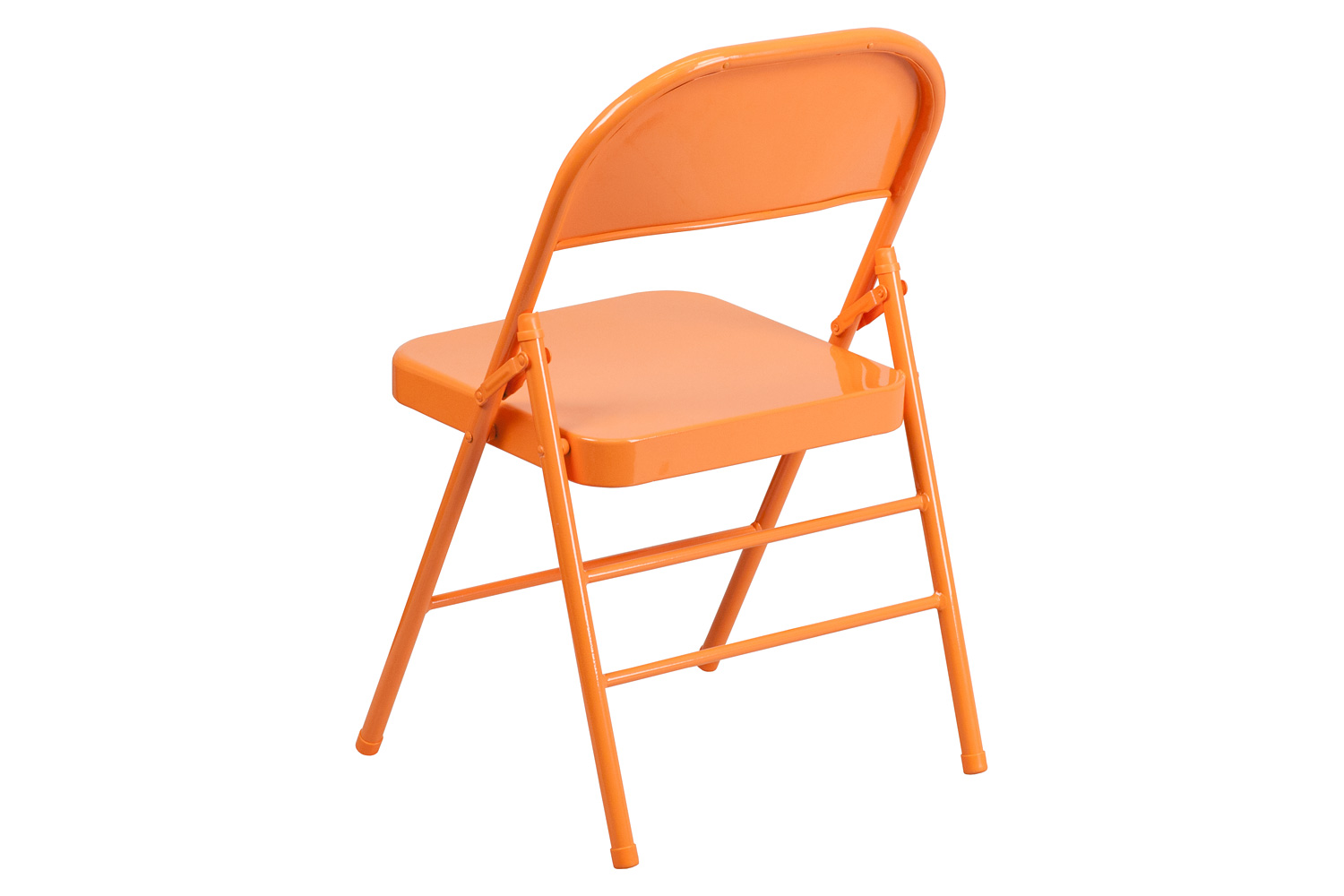 BLNK HERCULES COLORBURST Series Metal Triple Braced and Double Hinged Folding Chair - Orange Marmalade
