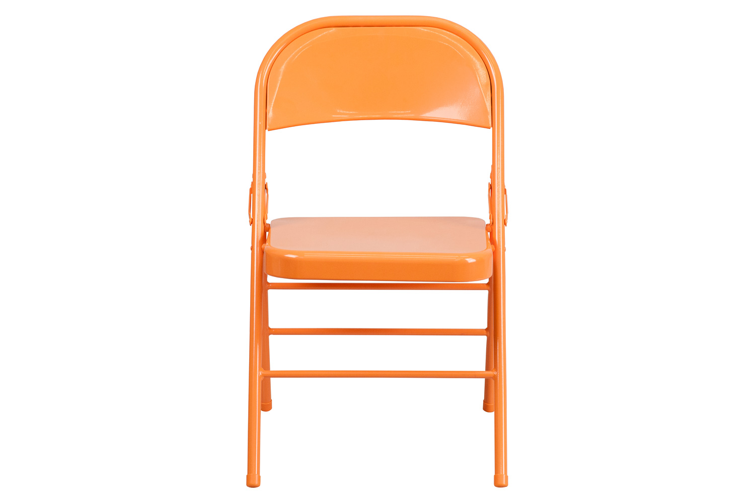 BLNK HERCULES COLORBURST Series Metal Triple Braced and Double Hinged Folding Chair - Orange Marmalade