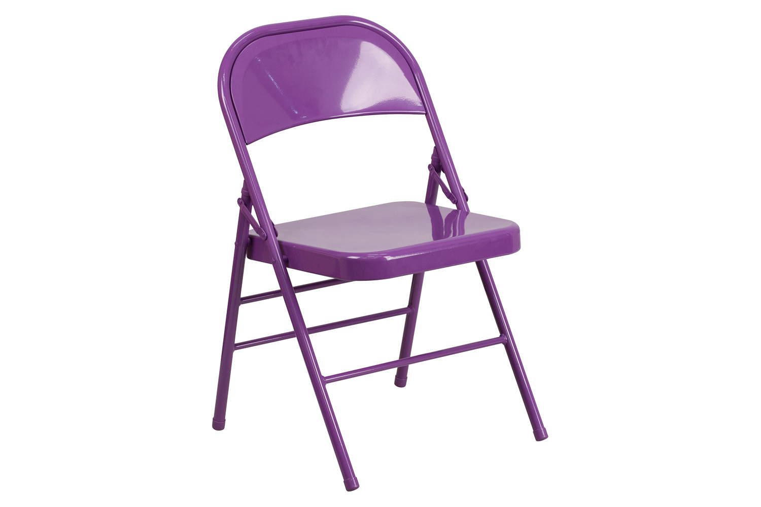 BLNK HERCULES COLORBURST Series Metal Triple Braced and Double Hinged Folding Chair - Impulsive Purple