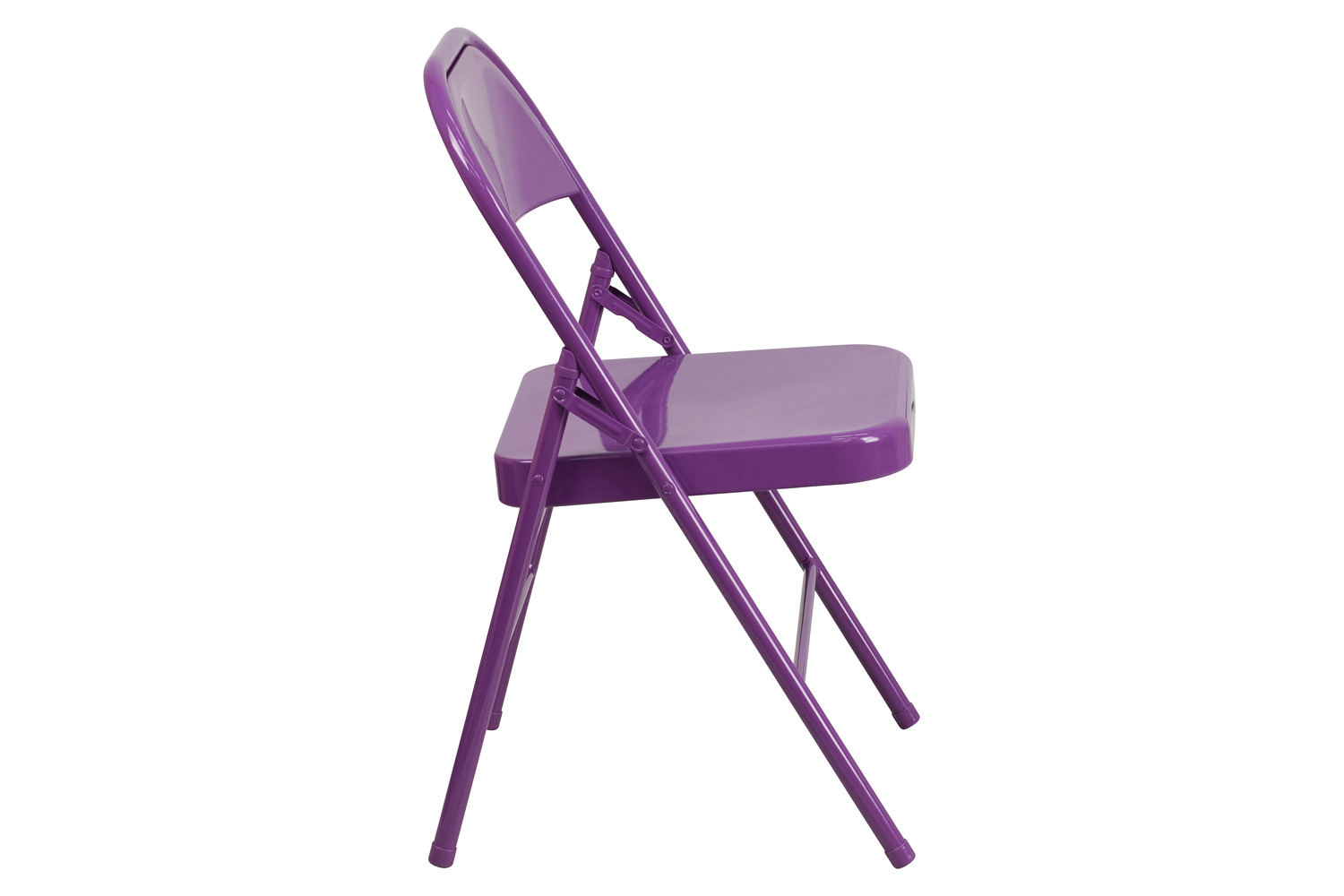BLNK HERCULES COLORBURST Series Metal Triple Braced and Double Hinged Folding Chair - Impulsive Purple