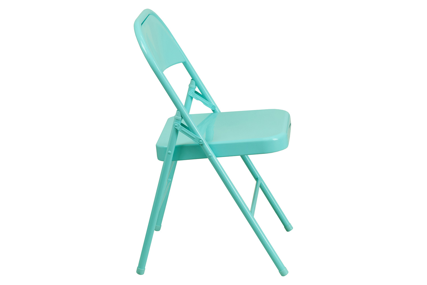 BLNK HERCULES COLORBURST Series Metal Triple Braced and Double Hinged Folding Chair - Tantalizing Teal