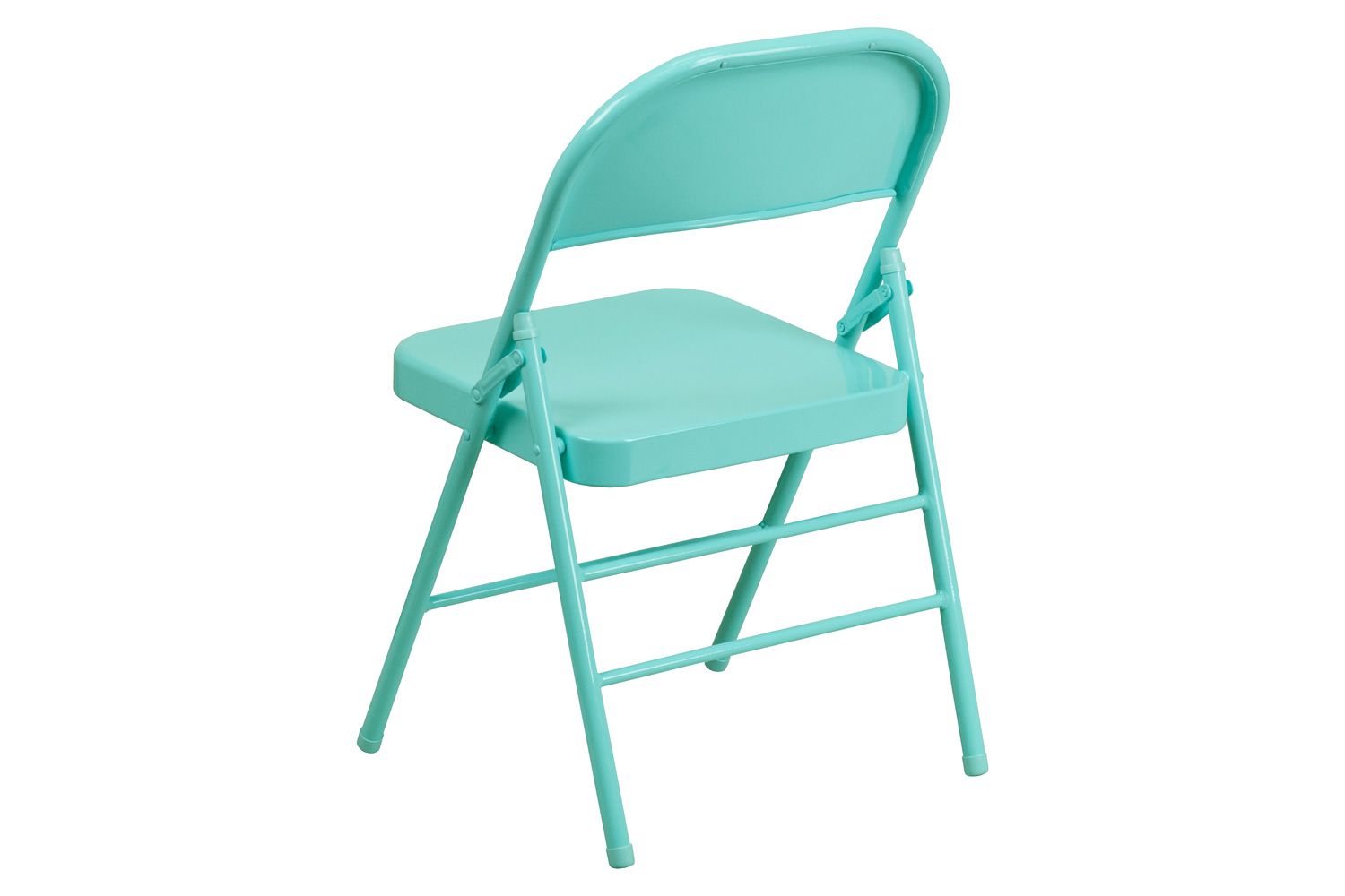 BLNK HERCULES COLORBURST Series Metal Triple Braced and Double Hinged Folding Chair - Tantalizing Teal