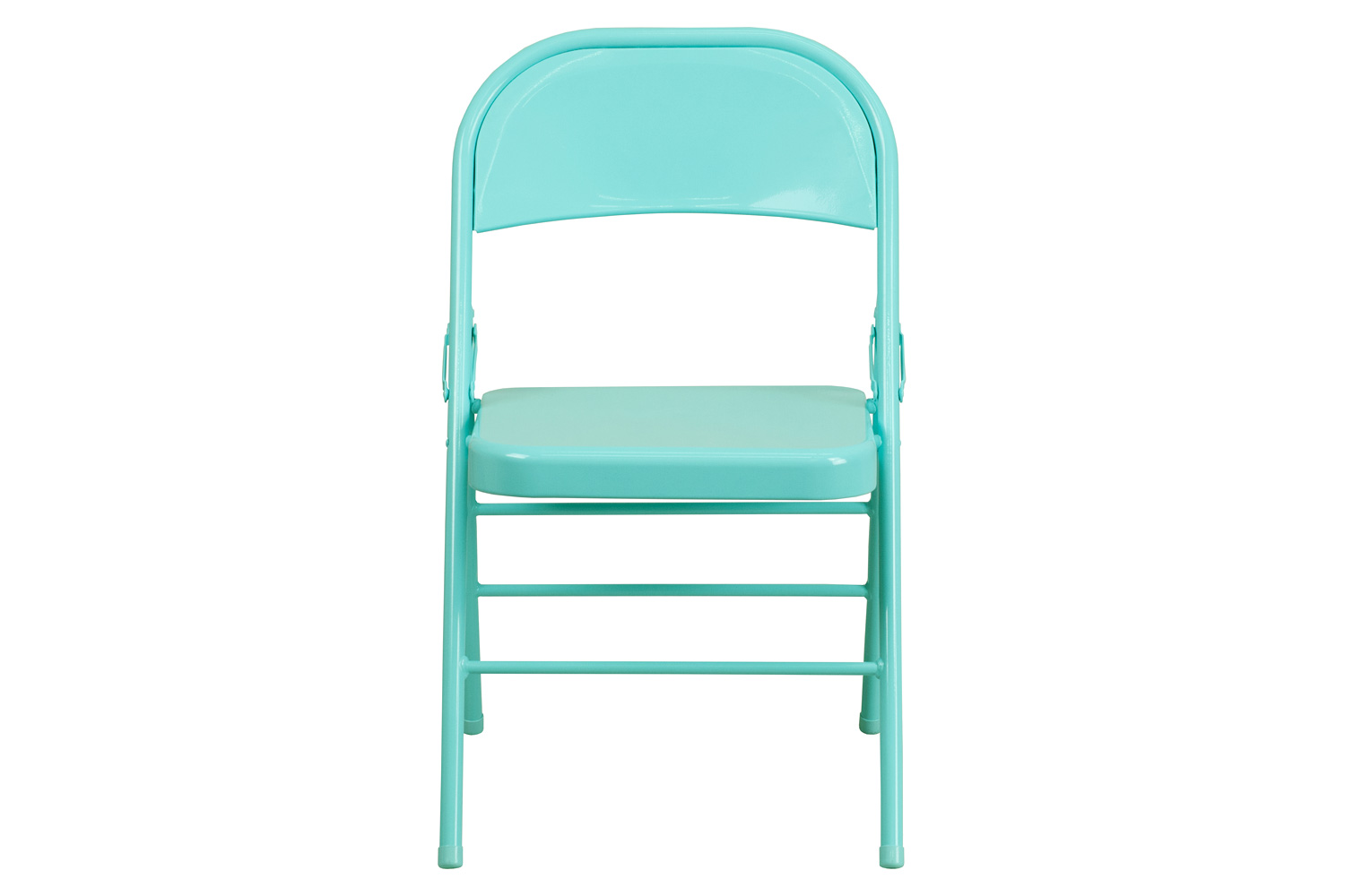 BLNK HERCULES COLORBURST Series Metal Triple Braced and Double Hinged Folding Chair - Tantalizing Teal