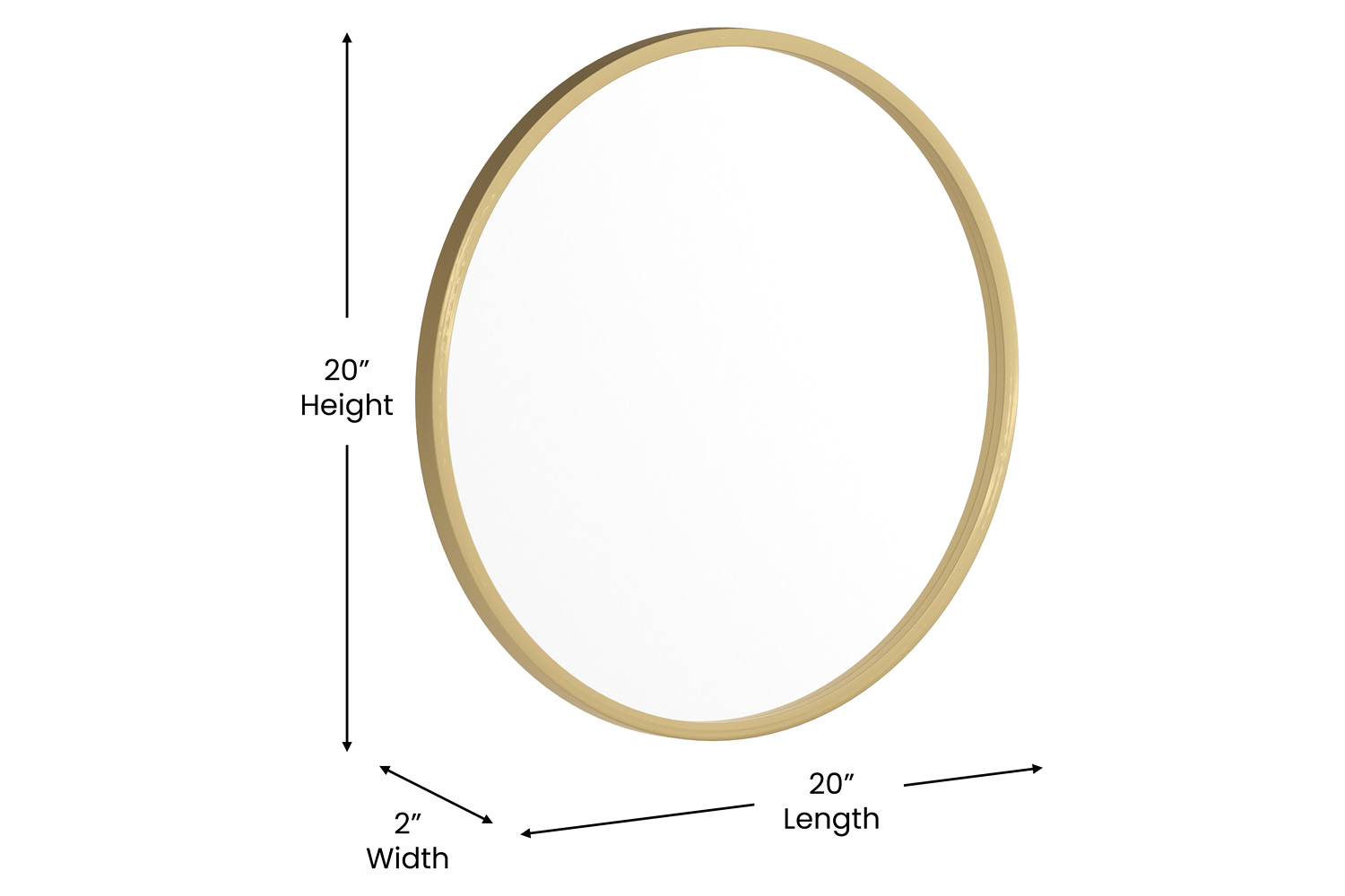 BLNK Julianne Style 2 Round Metal Framed Wall Mirror - Gold, 20"D