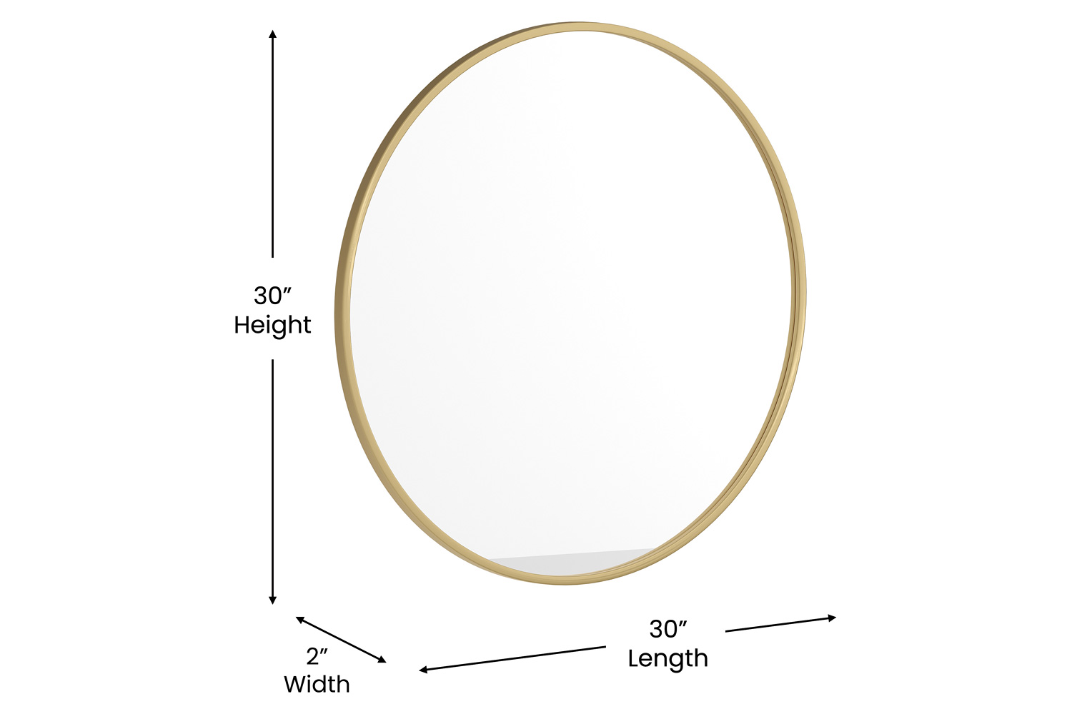 BLNK Julianne Style 2 Round Metal Framed Wall Mirror - Gold, 30"D