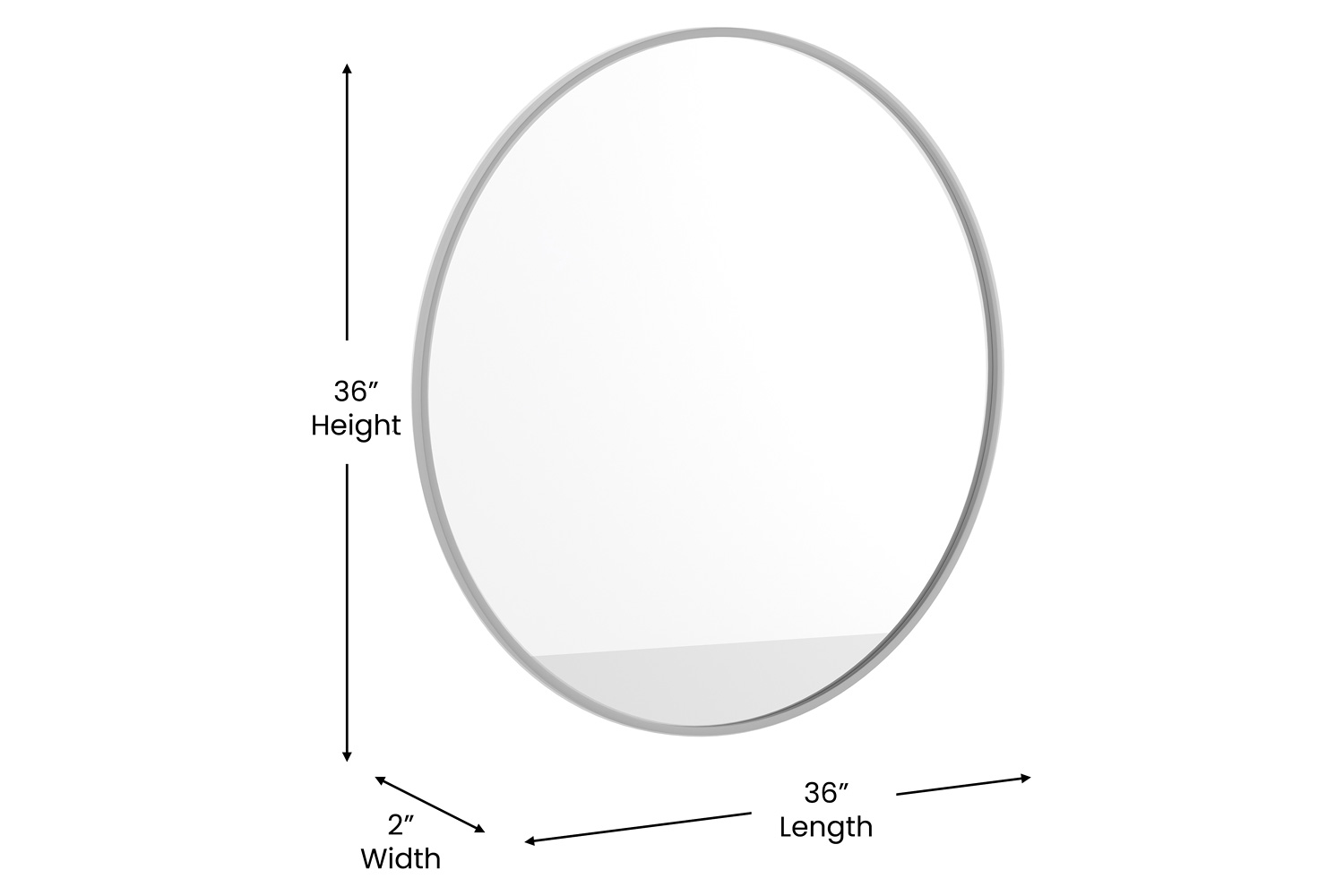 BLNK Julianne Style 2 Round Metal Framed Wall Mirror - Silver, 36"D