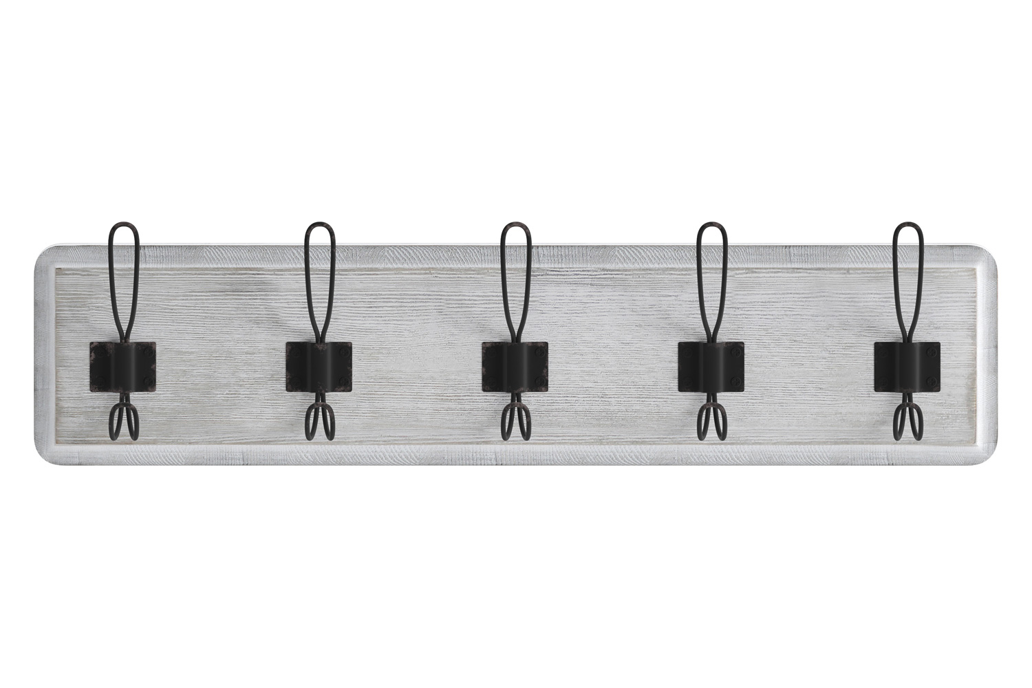BLNK Daly Wall Mounted Solid Pine Wood Storage Rack with 5 Hooks - Whitewashed