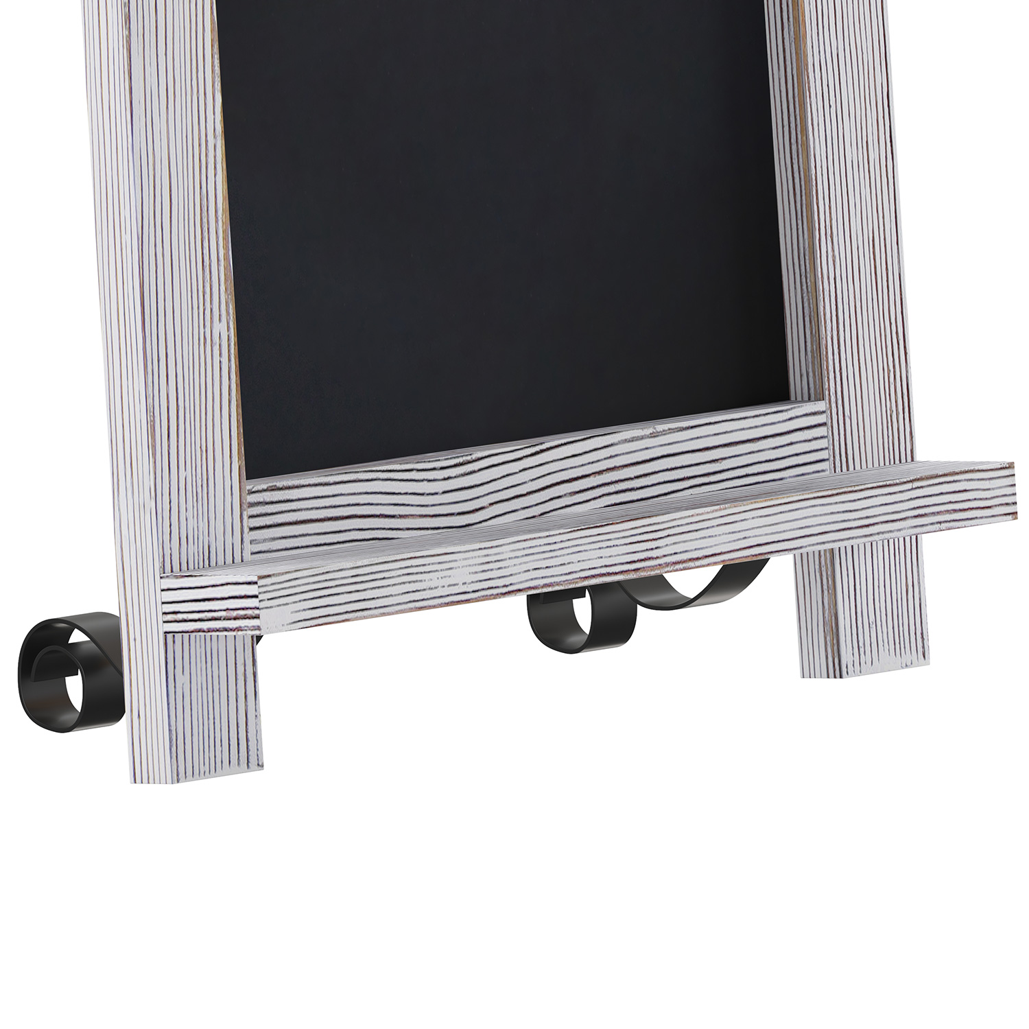 BLNK Canterbury Whitewashed Tabletop Magnetic Chalkboard Sign with Metal Scrolled Legs - 9.5"W x 14"H