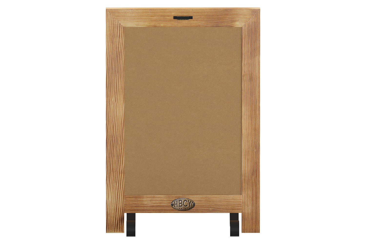 BLNK Canterbury Torched Wood Tabletop Magnetic Chalkboard Sign with Metal Scrolled Legs - 9.5"W x 14"H