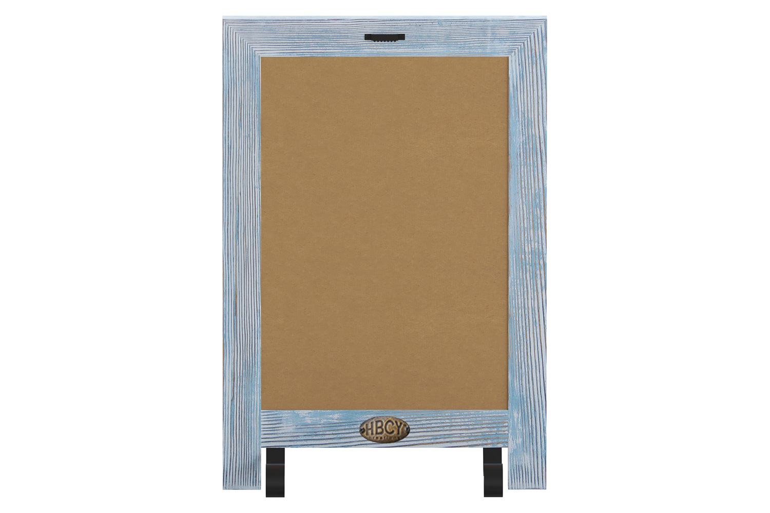 BLNK Canterbury Rustic Blue Tabletop Magnetic Chalkboard Sign with Metal Scrolled Legs - 9.5"W x 14"H