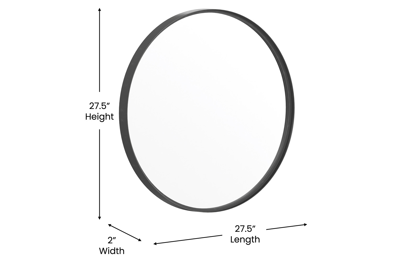 BLNK Jennifer Round Metal Framed Wall Mirror - Black