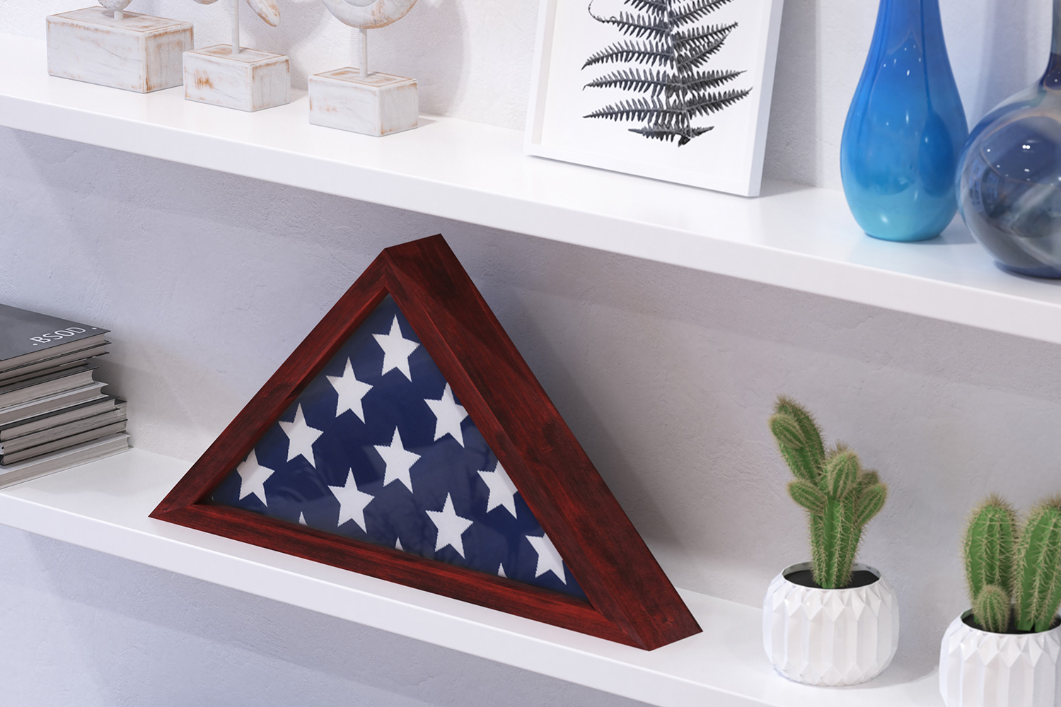 BLNK Sheehan Solid Wood Memorial Flag Display Case - Mahogany