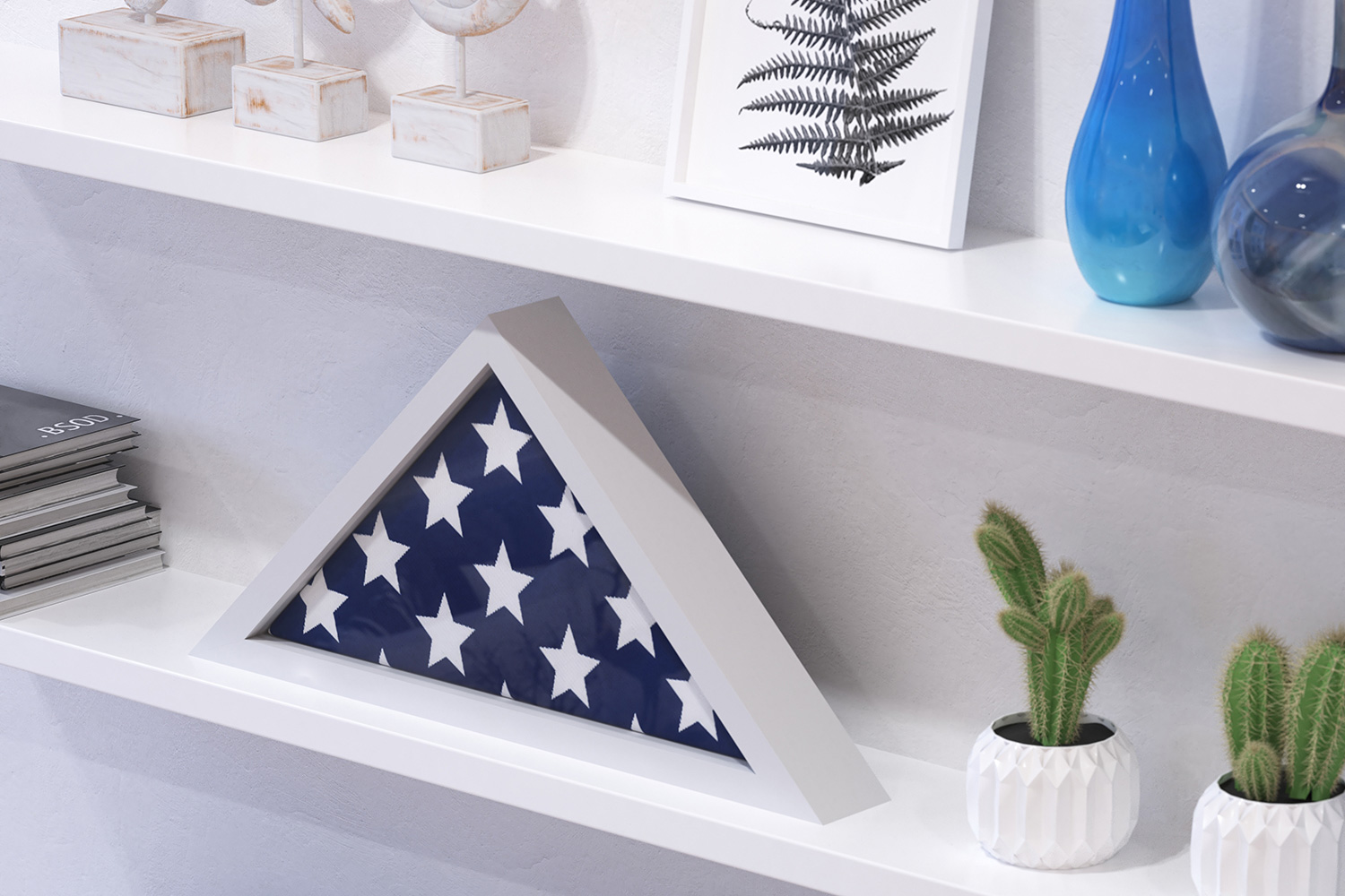 BLNK Sheehan Solid Wood Memorial Flag Display Case - White