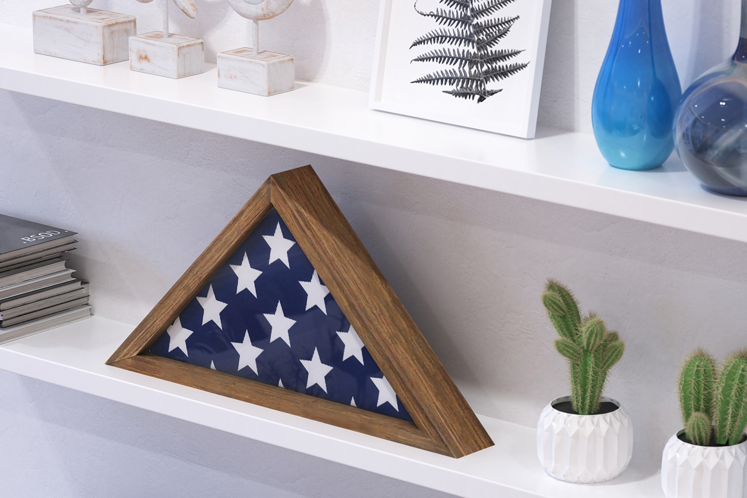BLNK Sheehan Solid Wood Memorial Flag Display Case - Weathered Wood