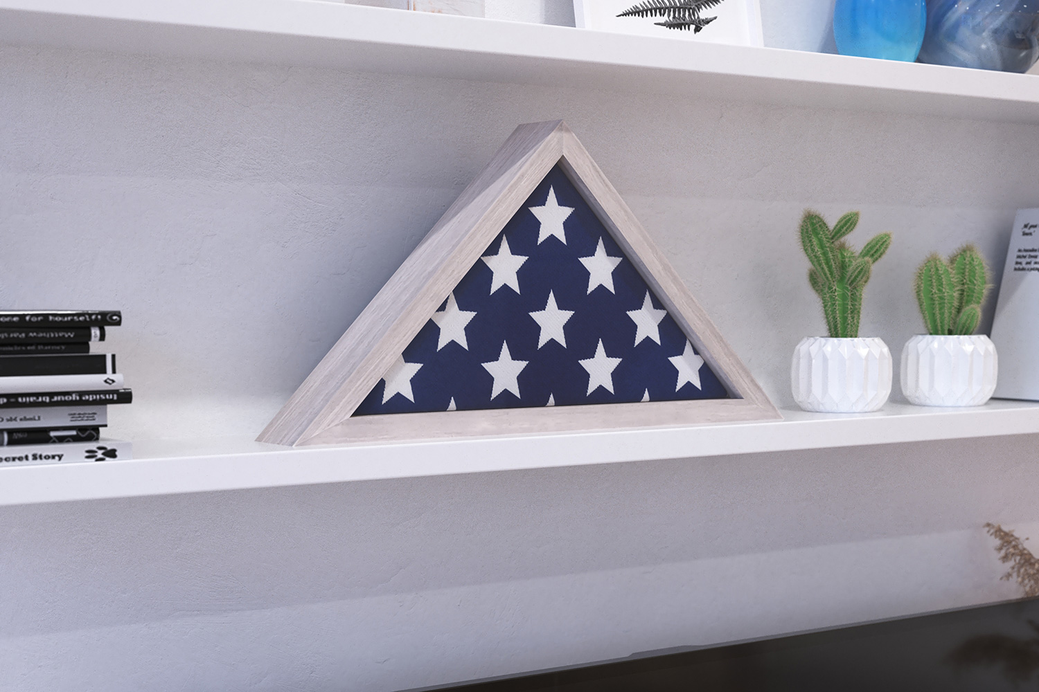 BLNK Sheehan Solid Wood Memorial Flag Display Case - Whitewashed