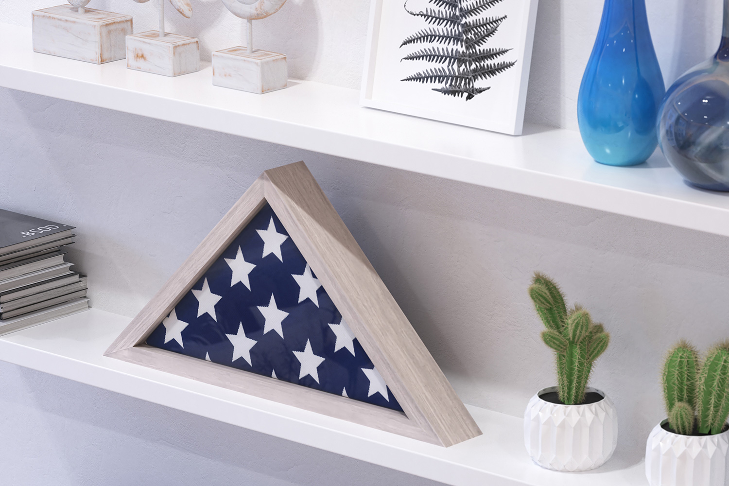 BLNK Sheehan Solid Wood Memorial Flag Display Case - Whitewashed