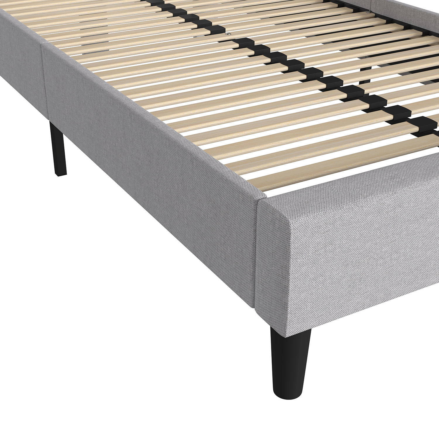 BLNK Addison Upholstered Platform Bed with Rounded Edges Headboard - Light Gray, Twin Size