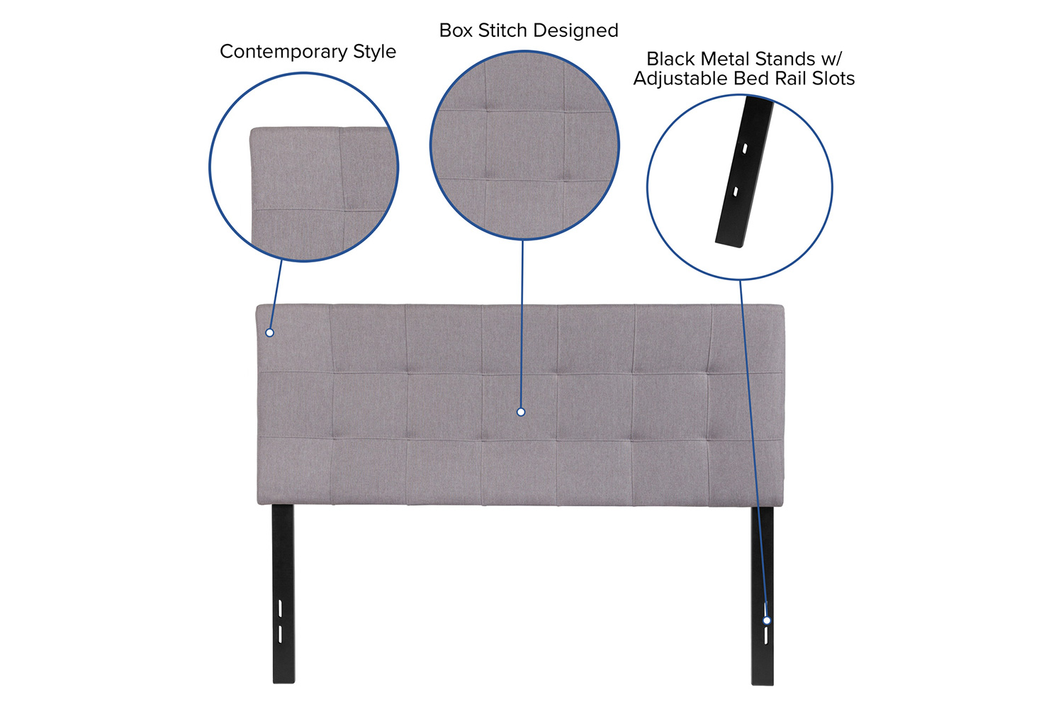 BLNK Bedford Fabric Tufted Upholstered Headboard - Light Gray, Full Size