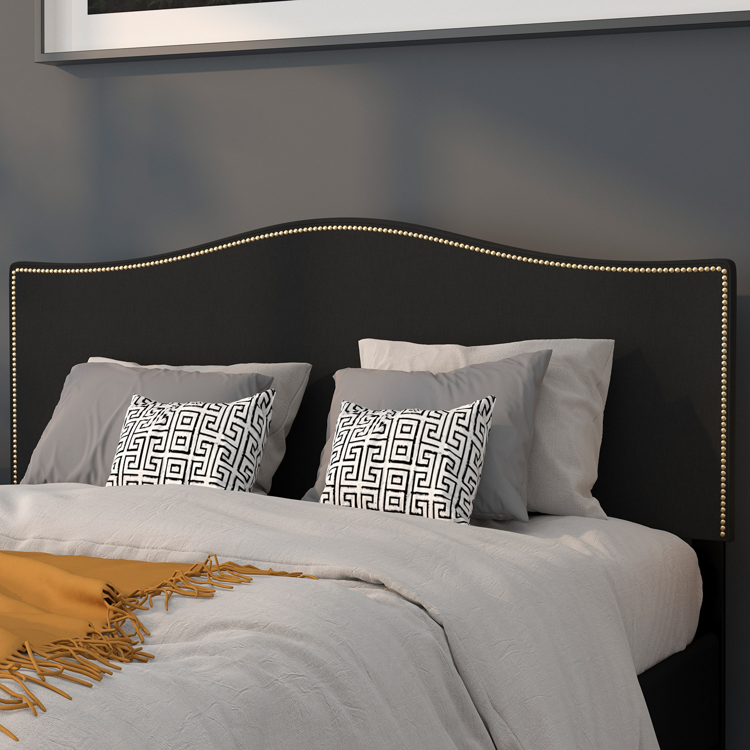 BLNK - Lexington Fabric Upholstered Headboard with Accent Nail Trim