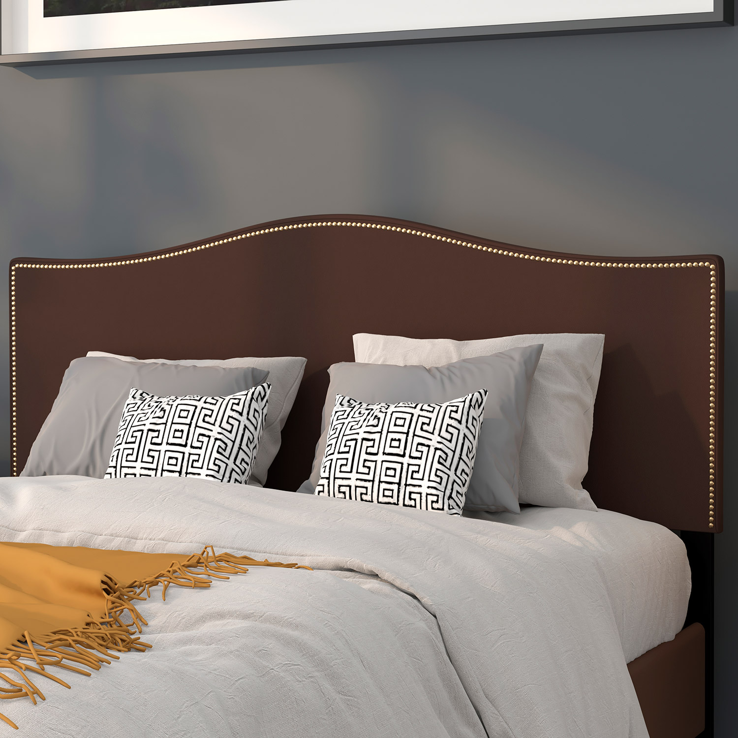 BLNK - Lexington Fabric Upholstered Headboard with Accent Nail Trim