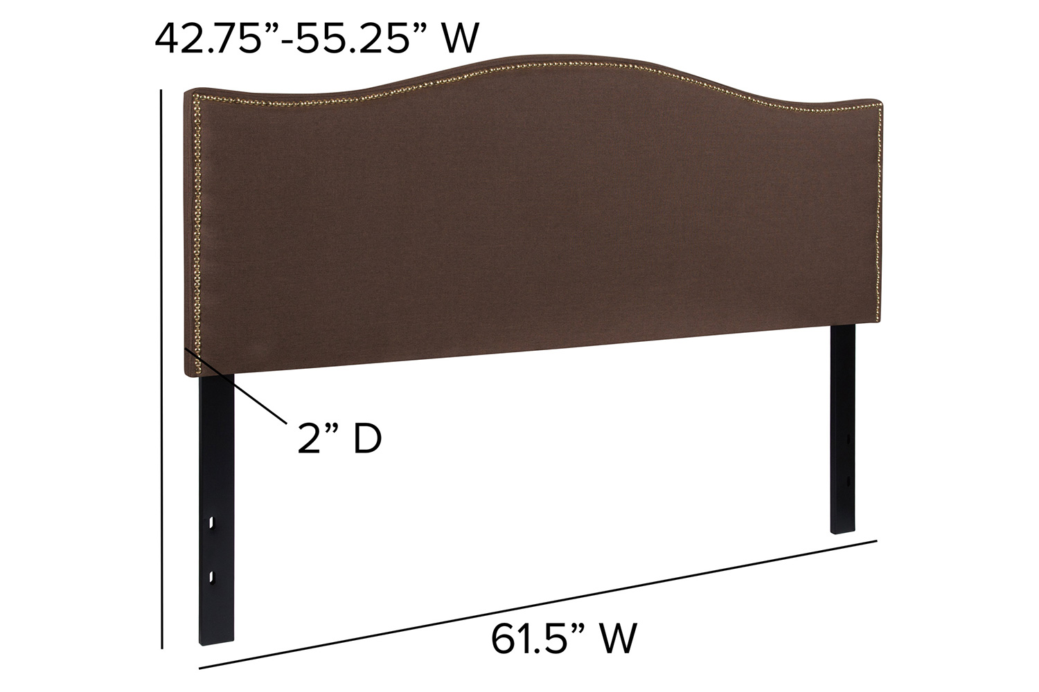 BLNK Lexington Fabric Upholstered Headboard with Accent Nail Trim - Dark Brown, Queen Size