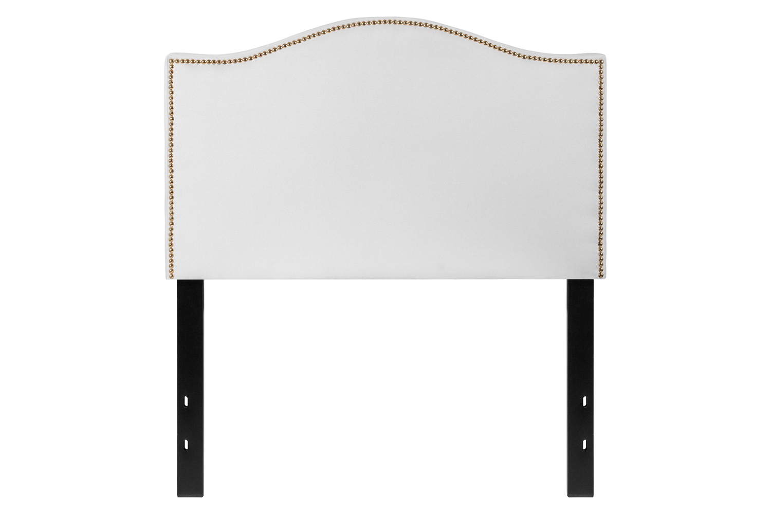 BLNK Lexington Fabric Upholstered Headboard with Accent Nail Trim - White, Twin Size