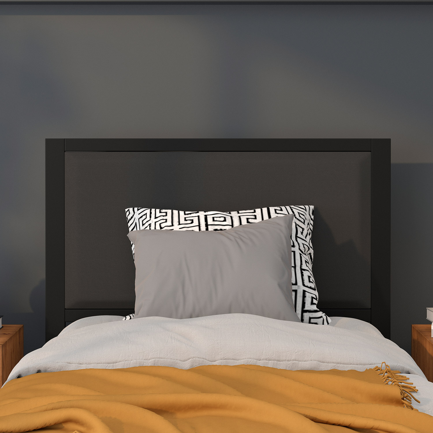 BLNK Melbourne Fabric Upholstered Headboard - Black, Twin Size