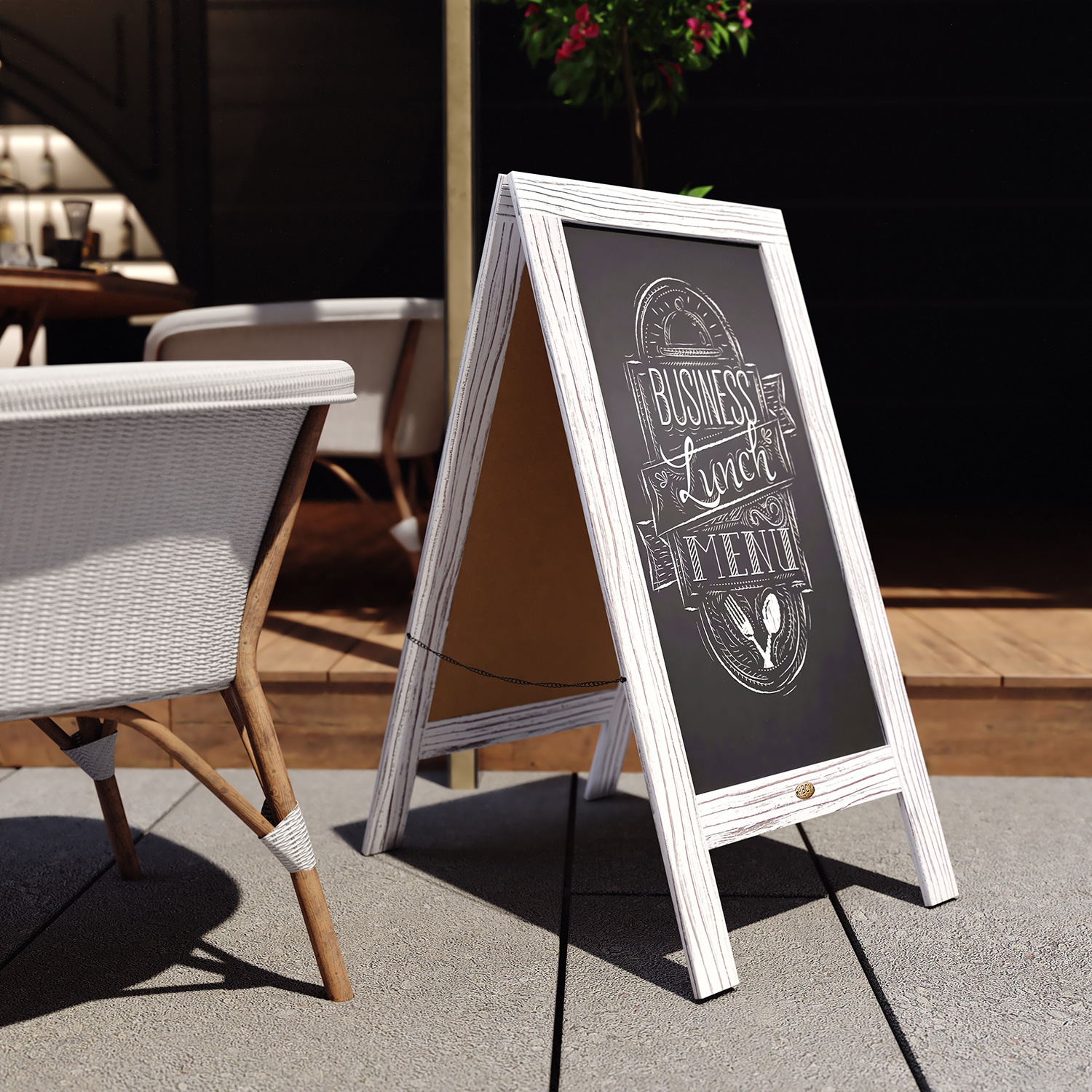 BLNK - Canterbury Wooden Indoor-Outdoor A-Frame Magnetic Chalkboard Sign Set with 8 Chalk Markers