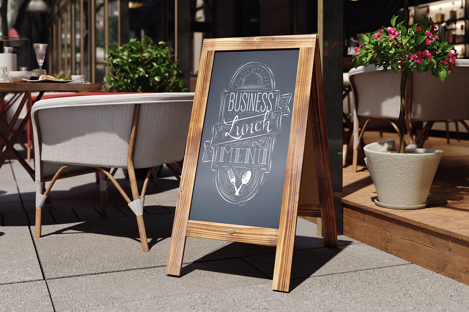 BLNK - Canterbury Wooden Indoor-Outdoor A-Frame Magnetic Chalkboard Sign Set with 8 Chalk Markers