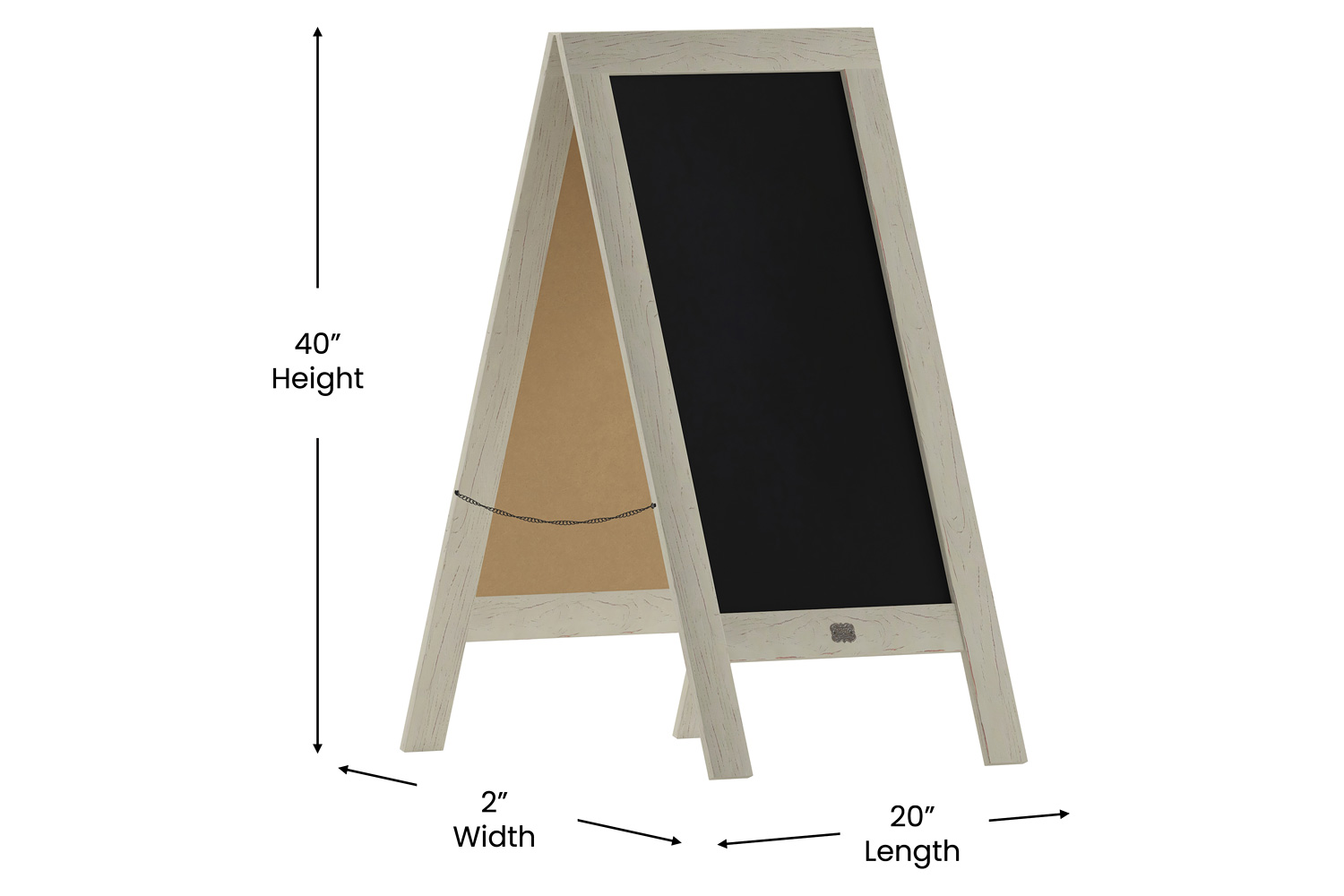 BLNK Canterbury Vintage Wooden A-Frame Magnetic Indoor-Outdoor Chalkboard Sign - White