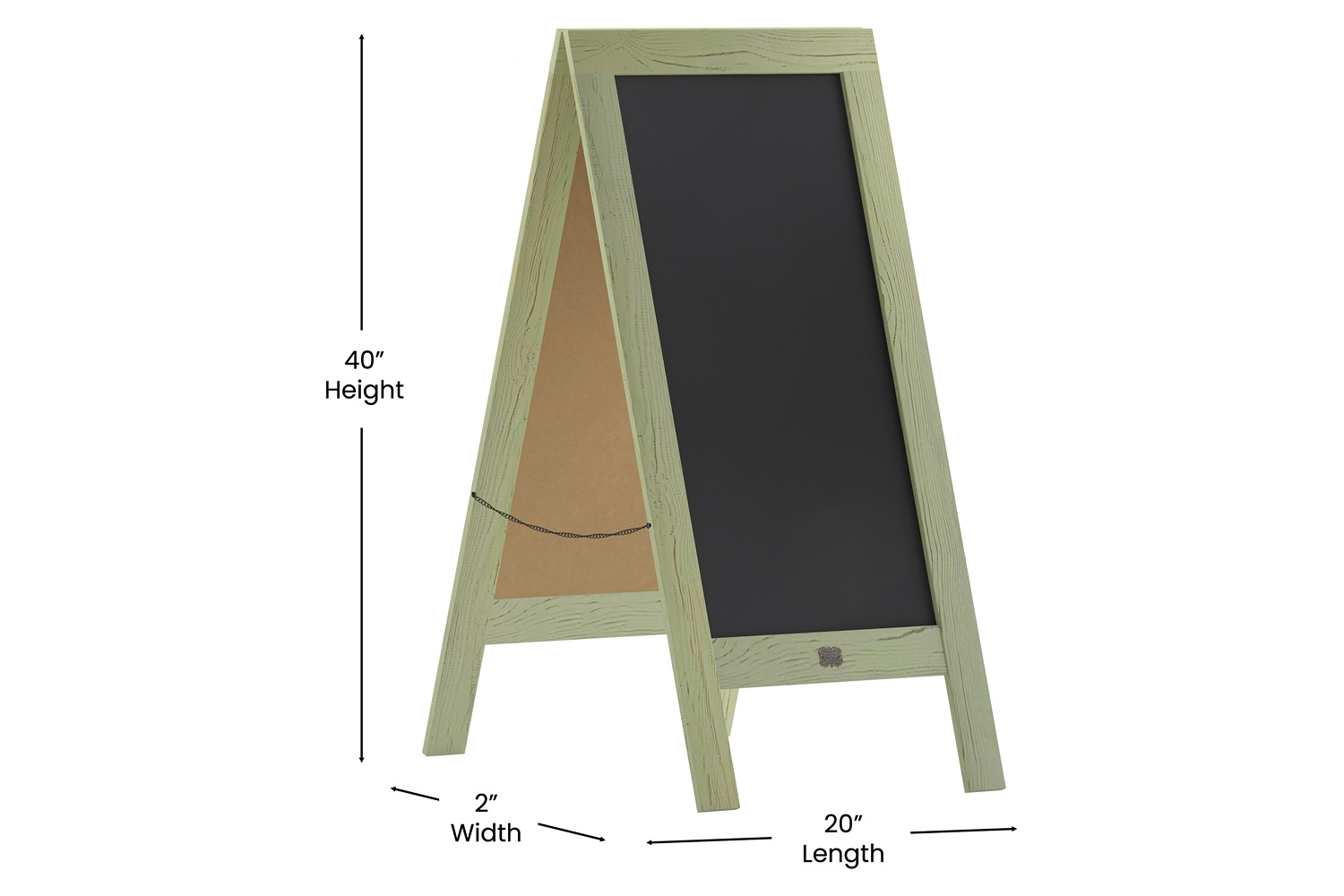 BLNK Canterbury Vintage Wooden A-Frame Magnetic Indoor-Outdoor Chalkboard Sign - Green