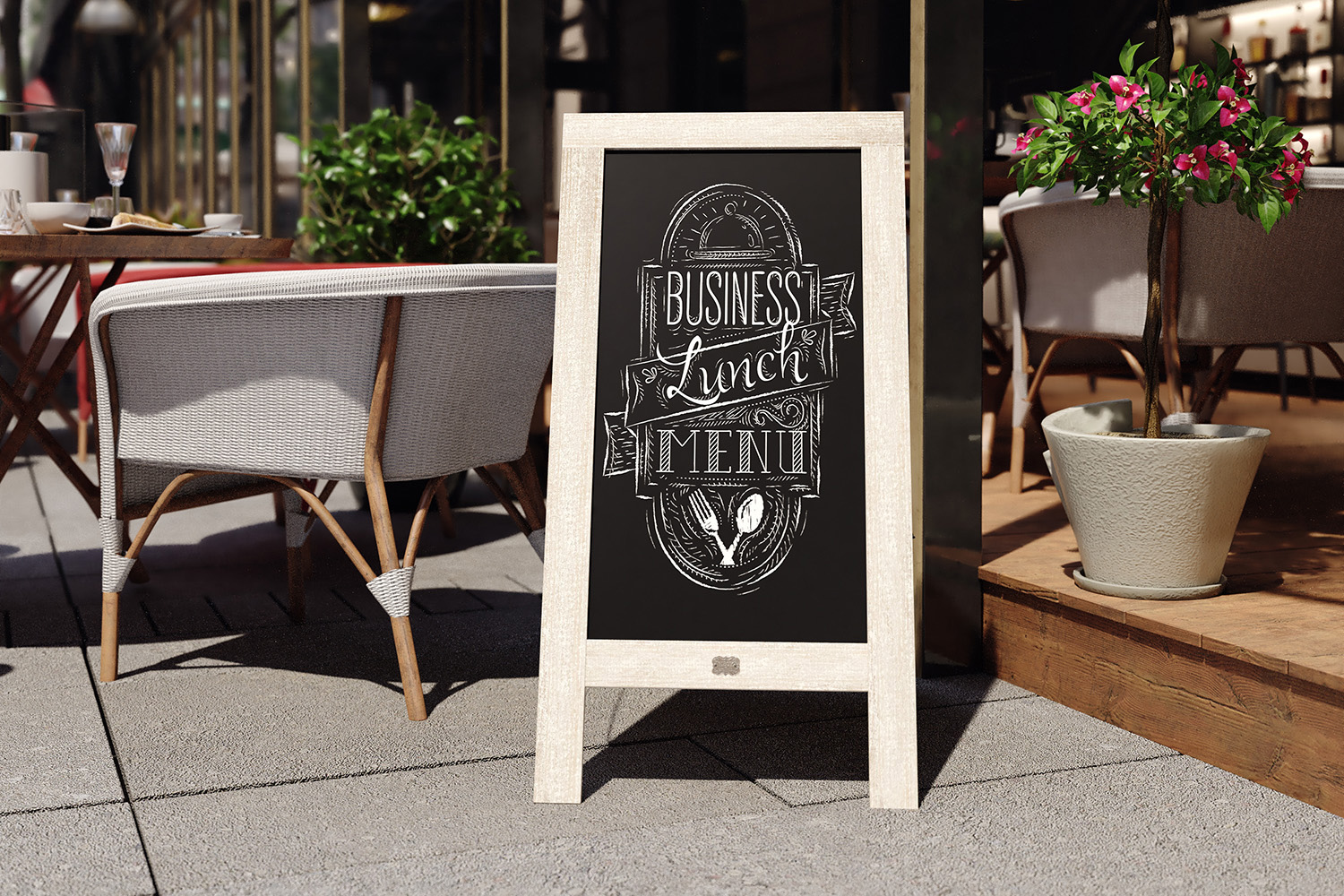 BLNK - Canterbury Wooden Indoor-Outdoor A-Frame Magnetic Chalkboard Sign Set with 8 Chalk Markers